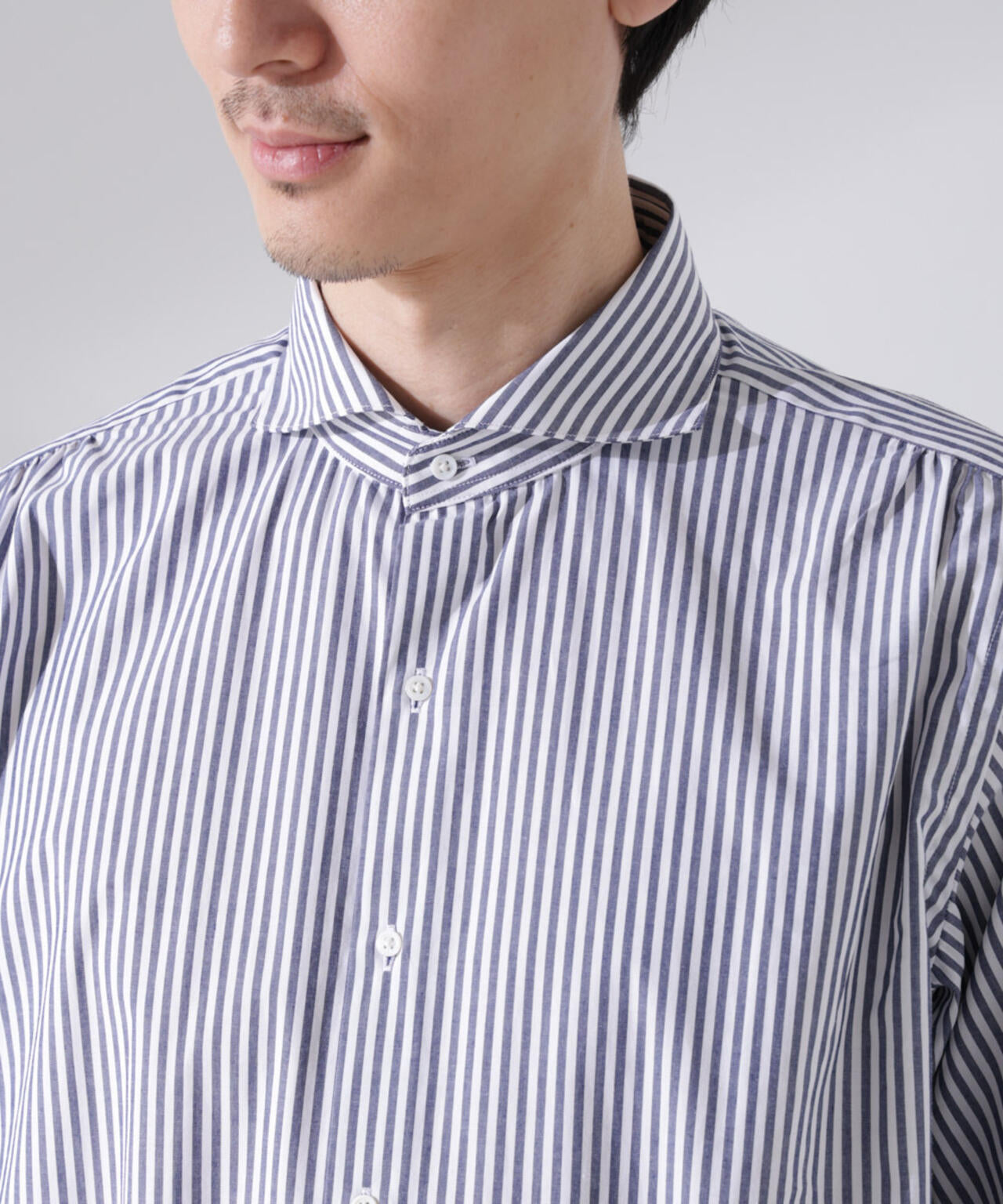 「N shirt」Anti Soaked(R) 汗染み防止ホリゾンタルカラーシャツ長袖