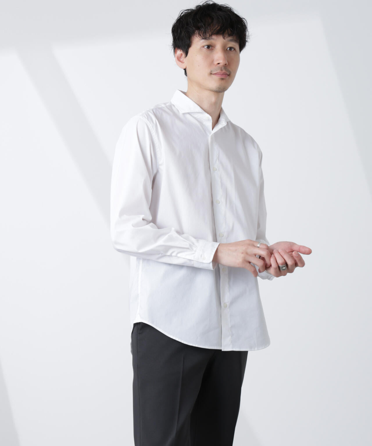 「ICE FLOW LINEN」カッタウェイシャツ 長袖