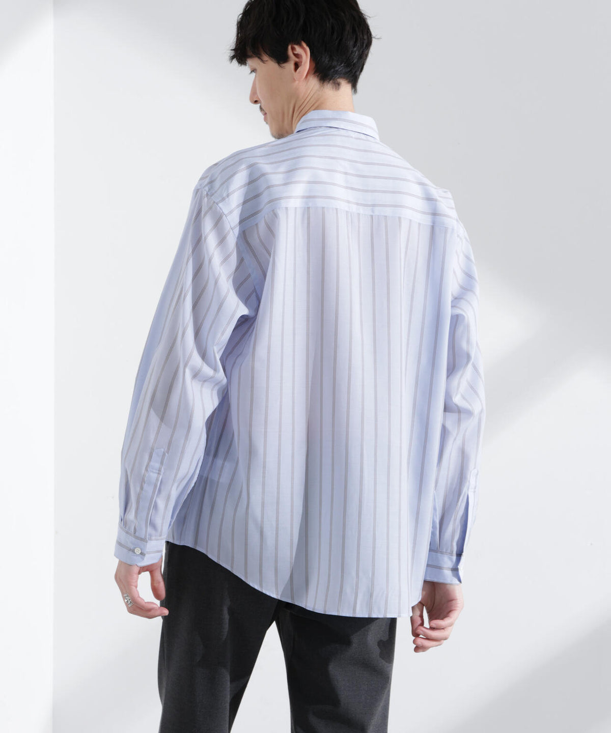 「大人のワイドシャツ」レギュラーカラー ストライプ 長袖
