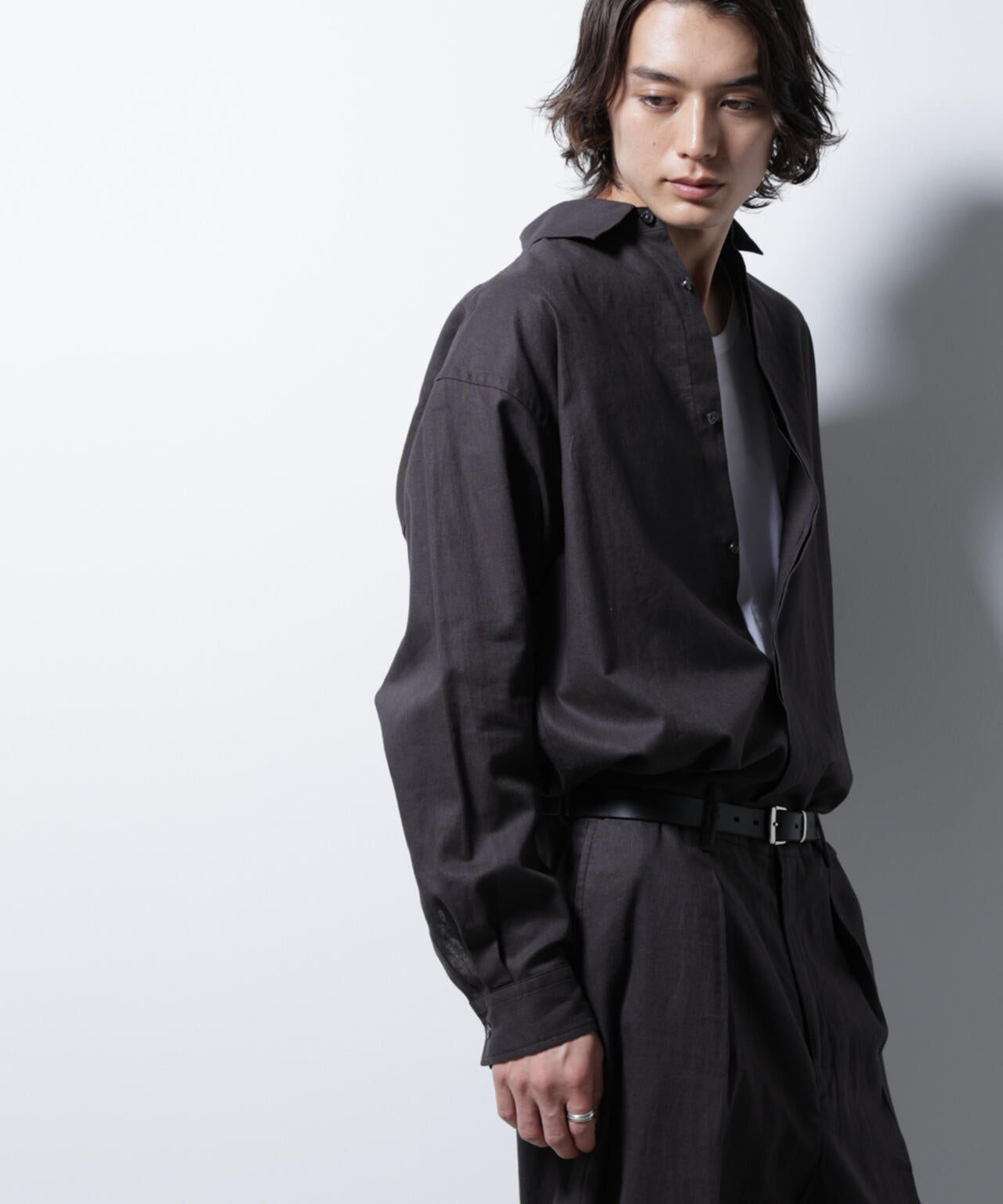 「BELGIUM LINEN FABRICS」リネンコットンレギュラーシャツ