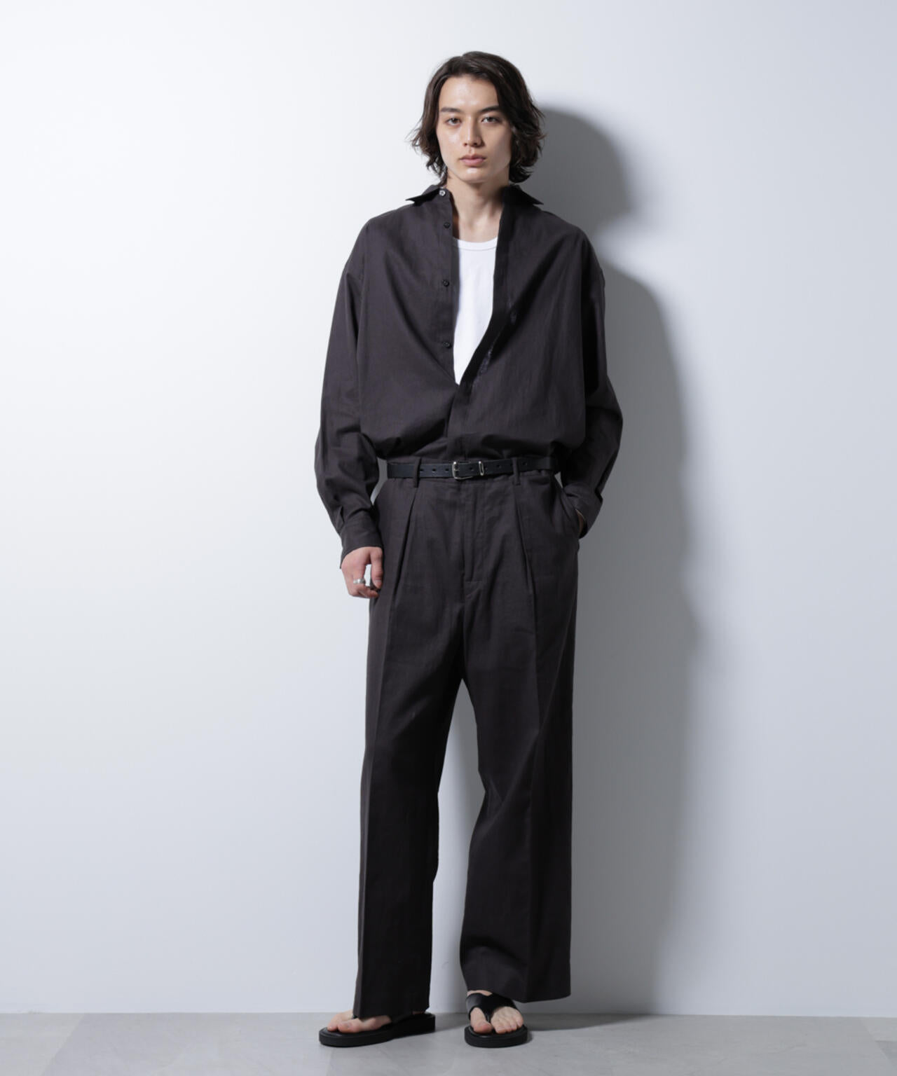 「BELGIUM LINEN FABRICS」リネンコットンレギュラーシャツ