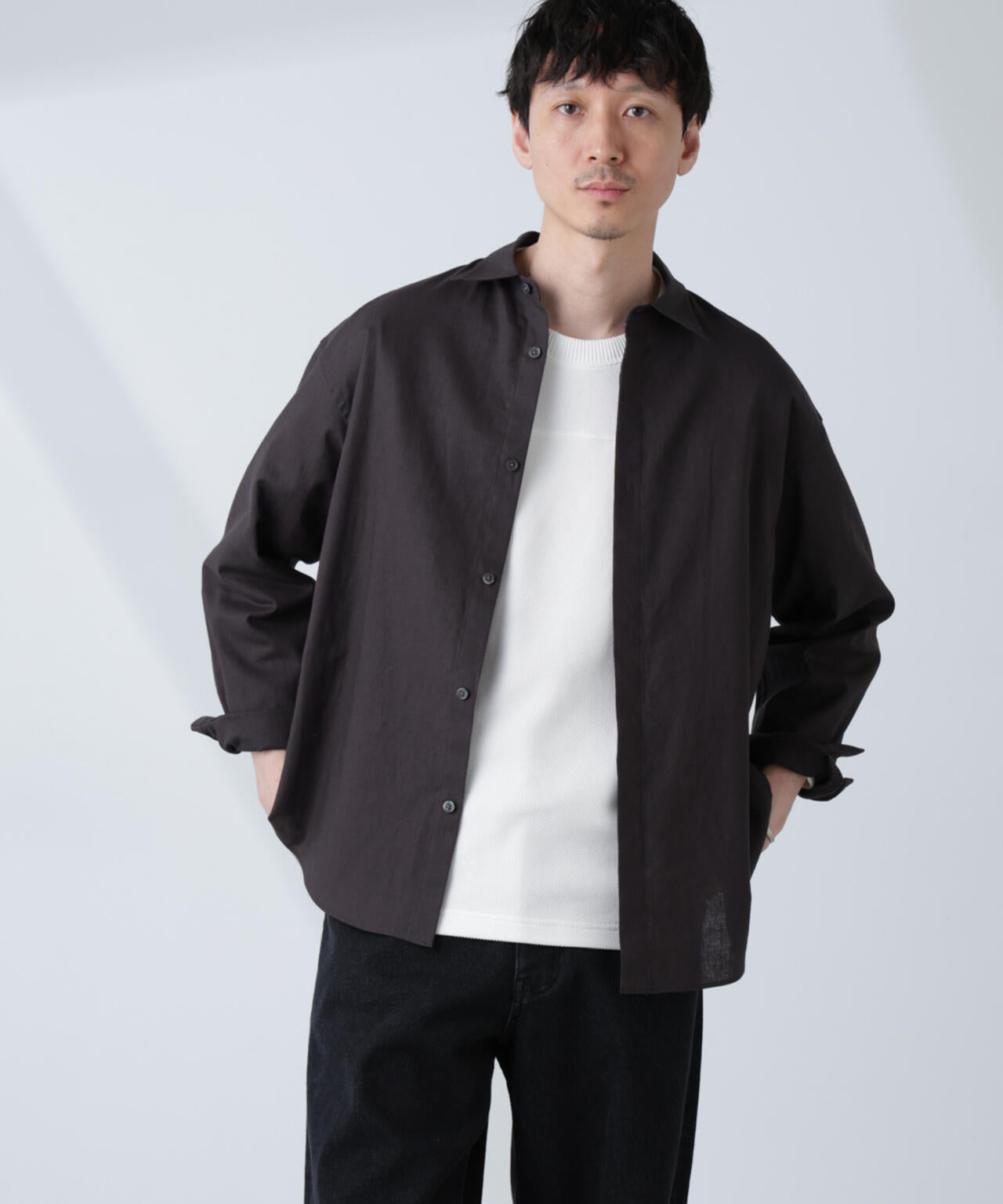 「BELGIUM LINEN FABRICS」リネンコットンレギュラーシャツ