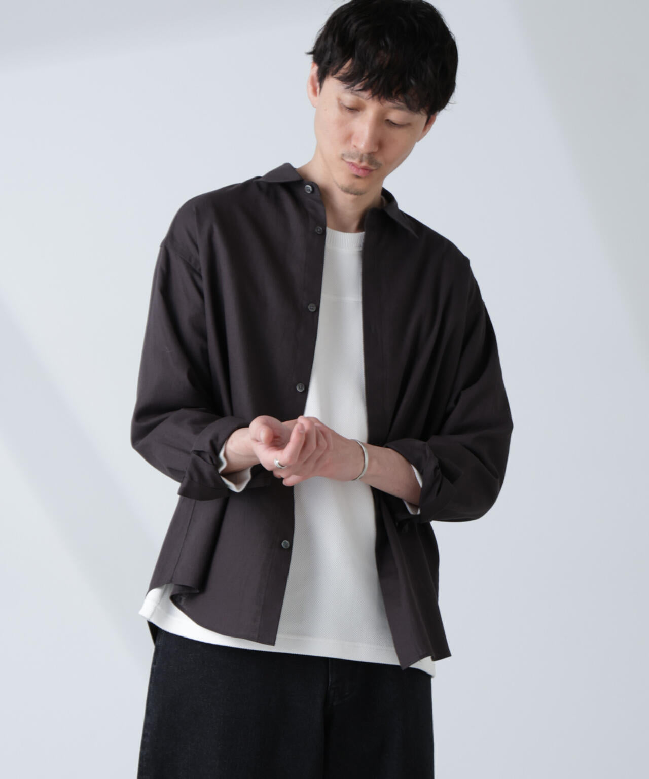 「BELGIUM LINEN FABRICS」リネンコットンレギュラーシャツ