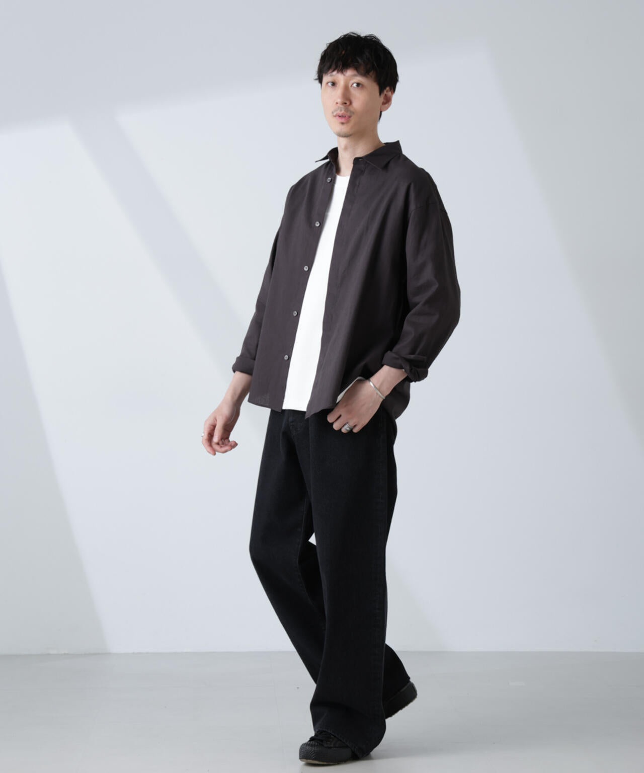 「BELGIUM LINEN FABRICS」リネンコットンレギュラーシャツ
