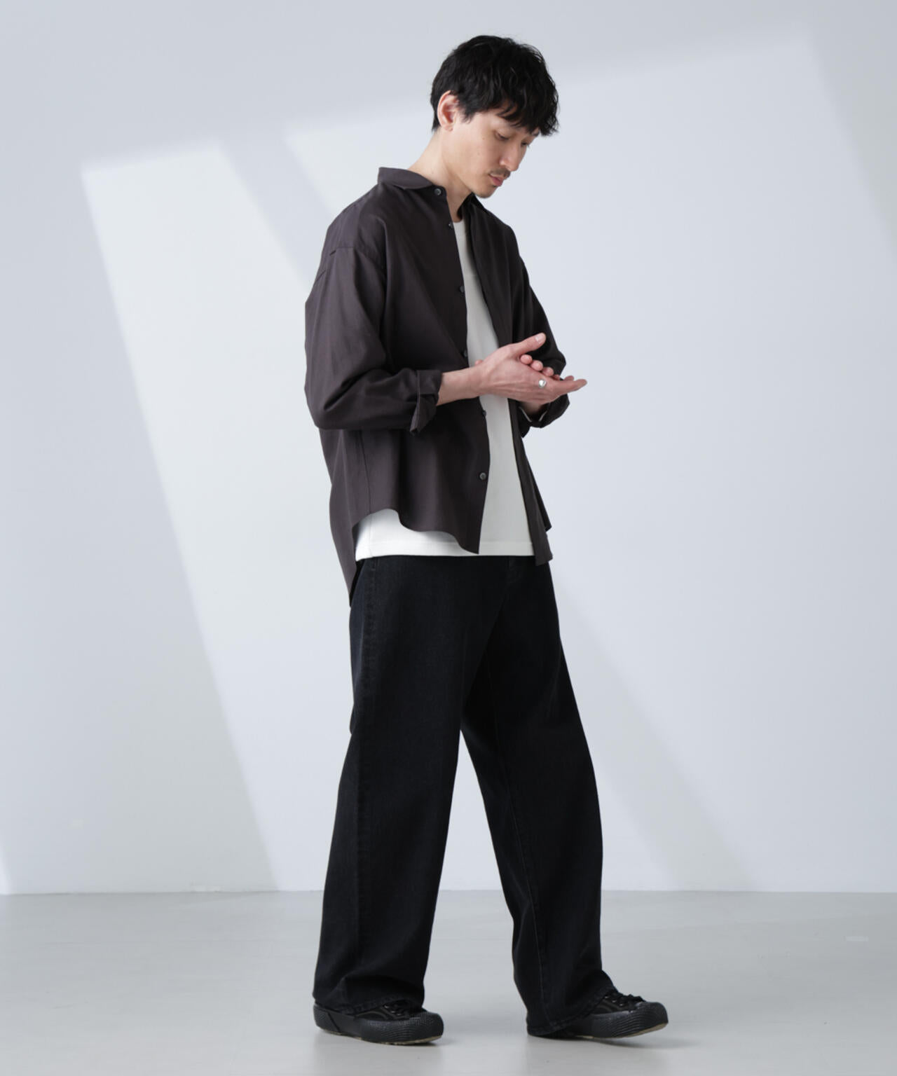 「BELGIUM LINEN FABRICS」リネンコットンレギュラーシャツ