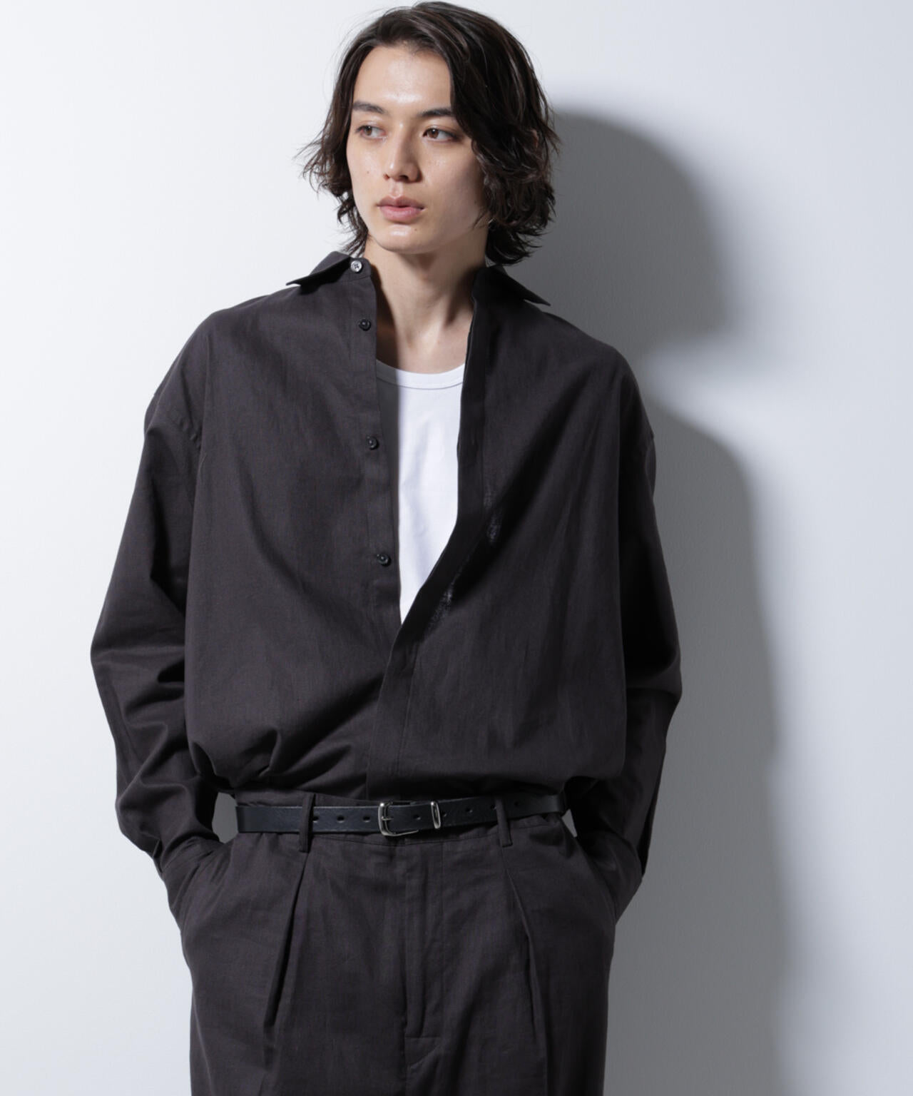 「BELGIUM LINEN FABRICS」リネンコットンレギュラーシャツ