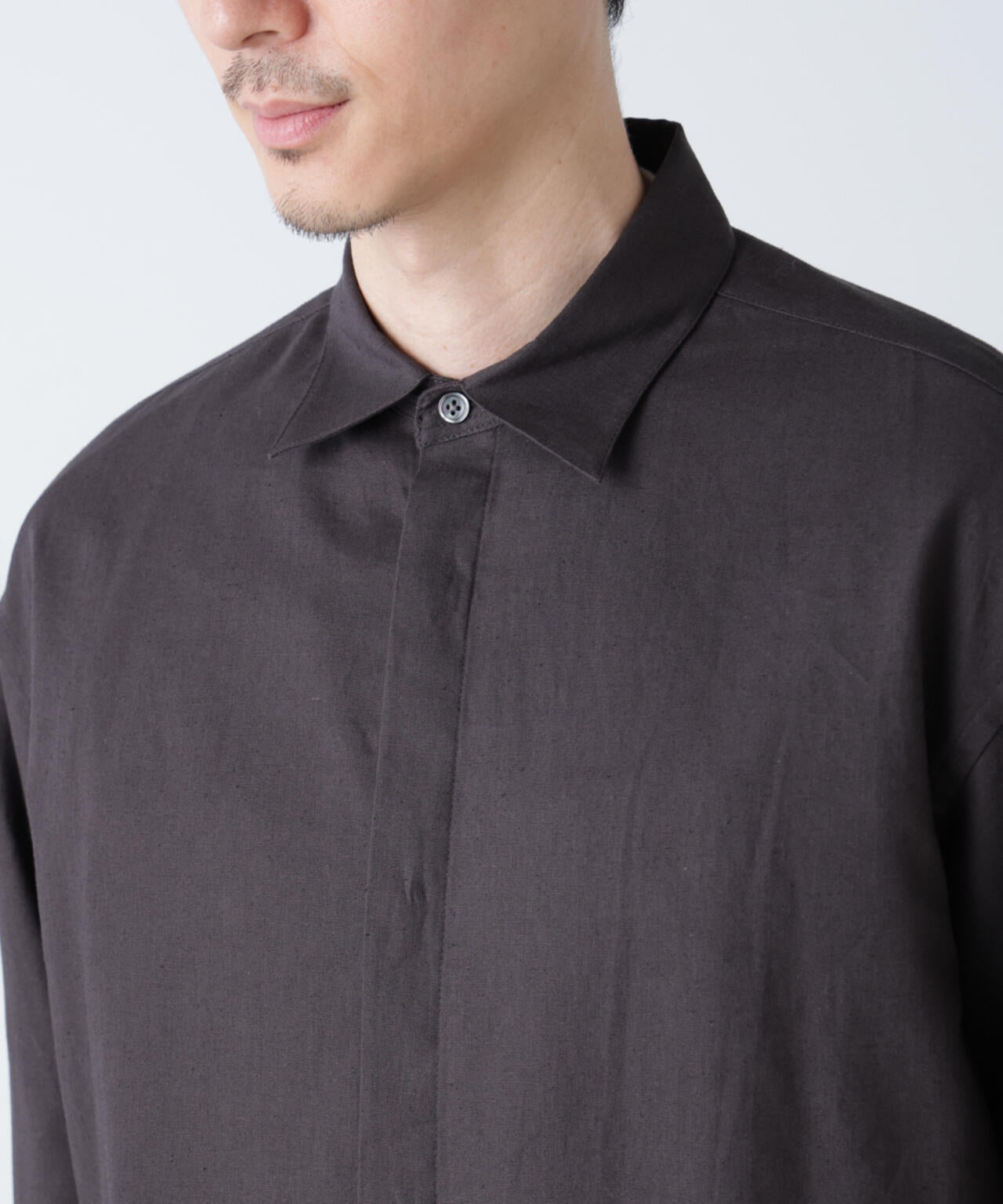 「BELGIUM LINEN FABRICS」リネンコットンレギュラーシャツ