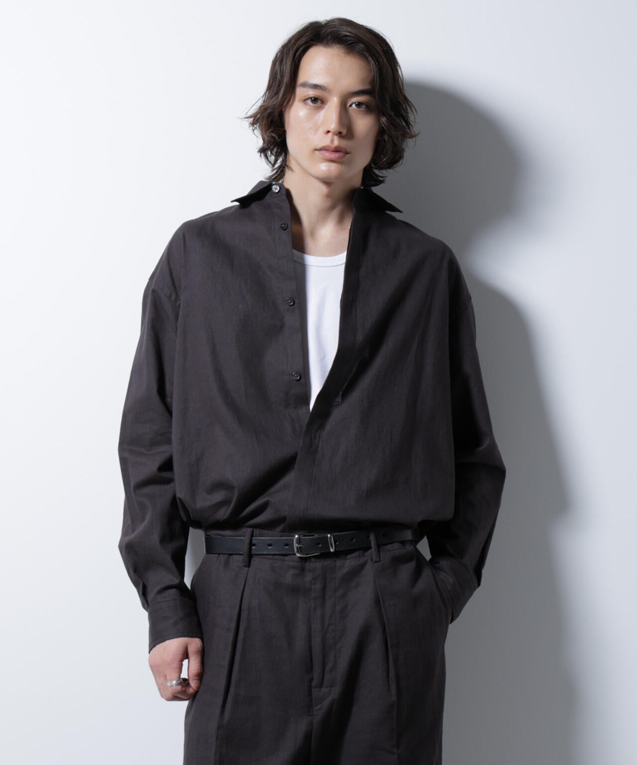 「BELGIUM LINEN FABRICS」リネンコットンレギュラーシャツ