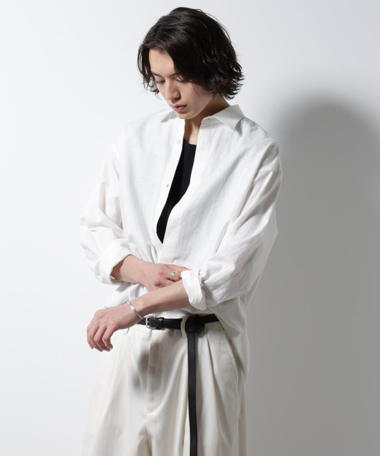 「BELGIUM LINEN FABRICS」リネンコットンレギュラーシャツ