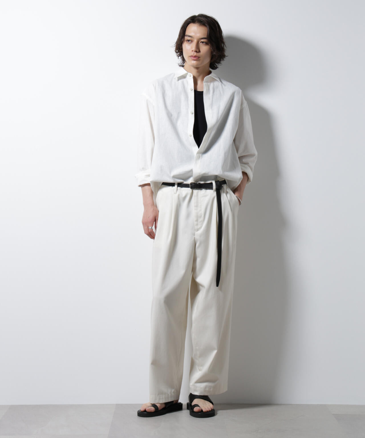 「BELGIUM LINEN FABRICS」リネンコットンレギュラーシャツ