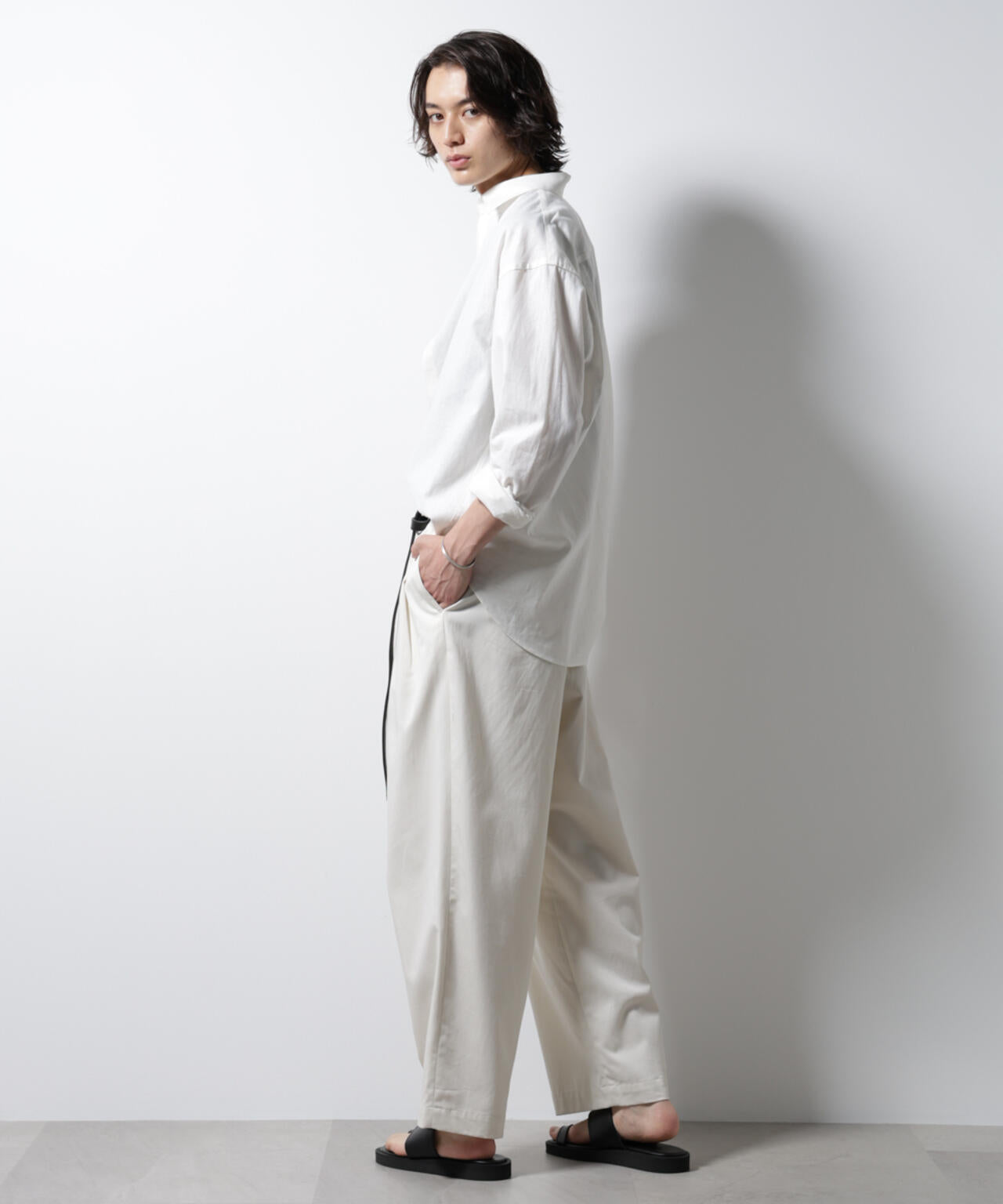 「BELGIUM LINEN FABRICS」リネンコットンレギュラーシャツ