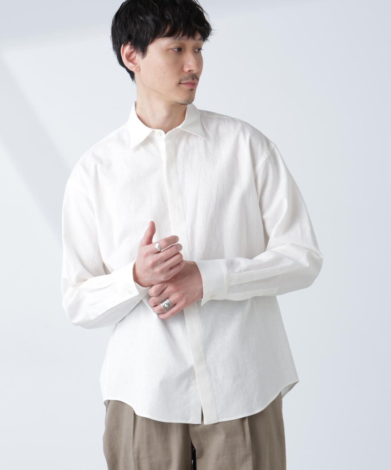 「BELGIUM LINEN FABRICS」リネンコットンレギュラーシャツ