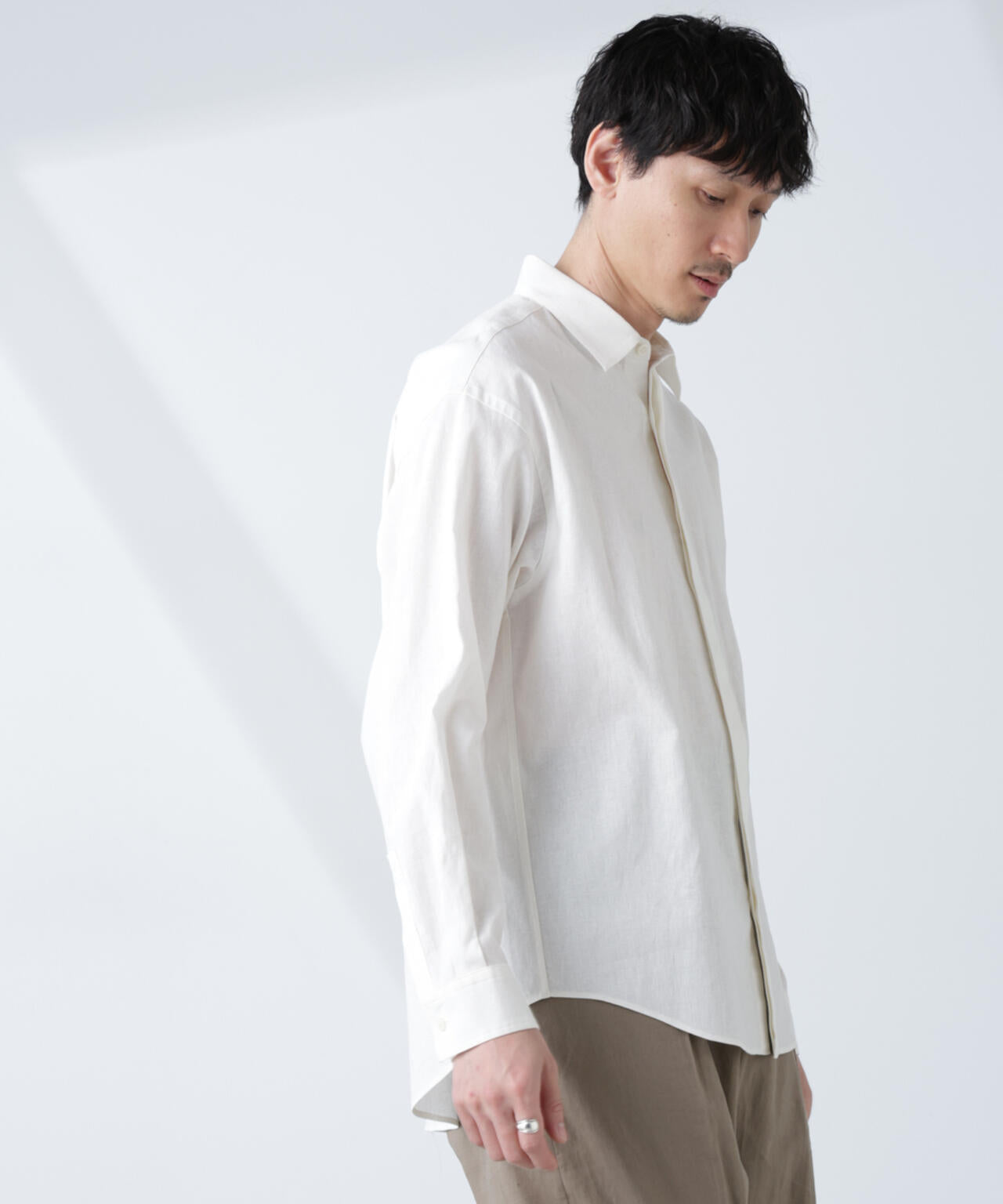 「BELGIUM LINEN FABRICS」リネンコットンレギュラーシャツ