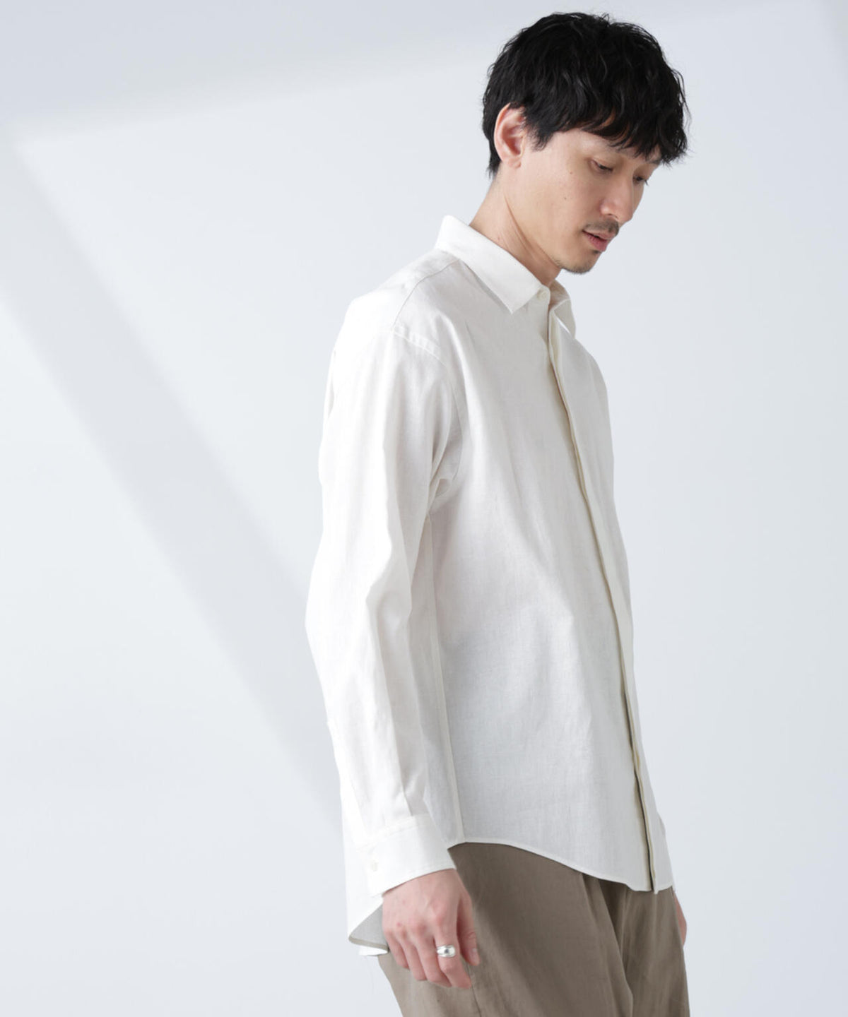 「BELGIUM LINEN FABRICS」リネンコットンレギュラーシャツ