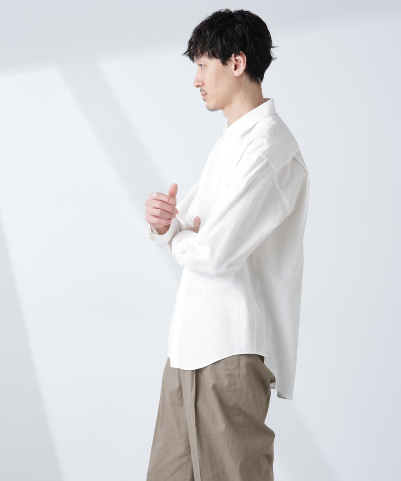 「BELGIUM LINEN FABRICS」リネンコットンレギュラーシャツ