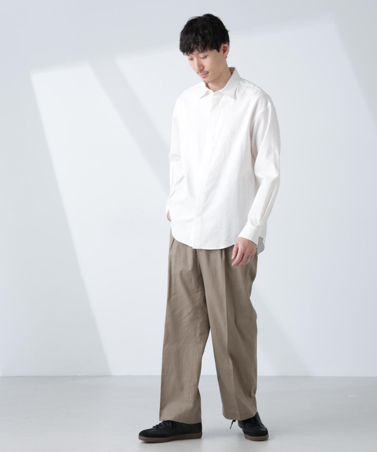 「BELGIUM LINEN FABRICS」リネンコットンレギュラーシャツ
