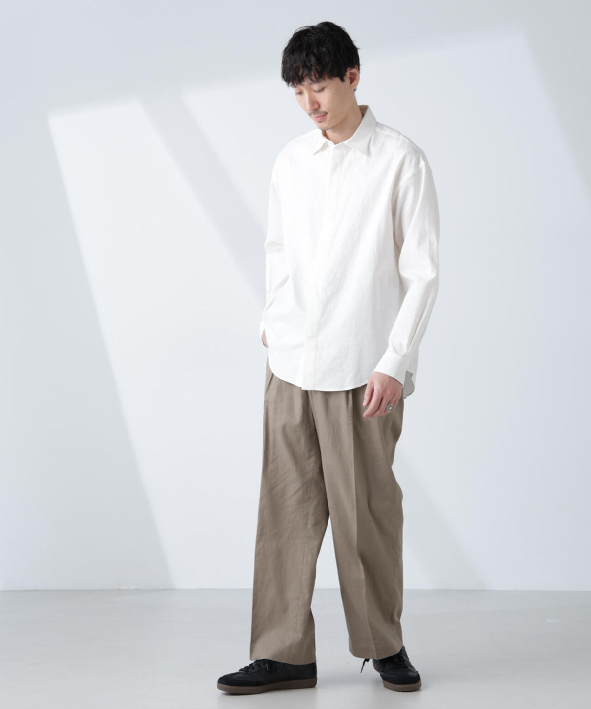 「BELGIUM LINEN FABRICS」リネンコットンレギュラーシャツ
