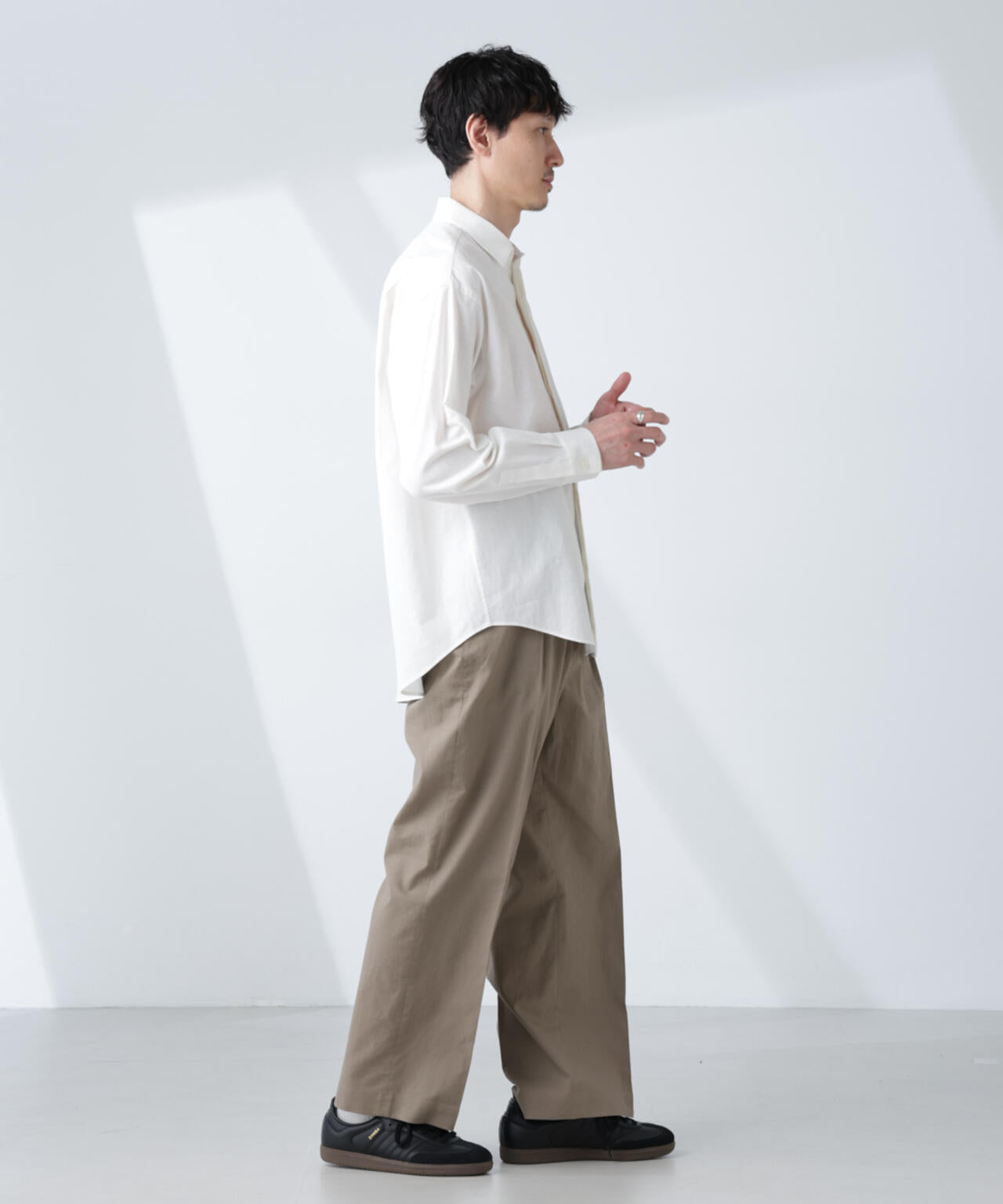 「BELGIUM LINEN FABRICS」リネンコットンレギュラーシャツ