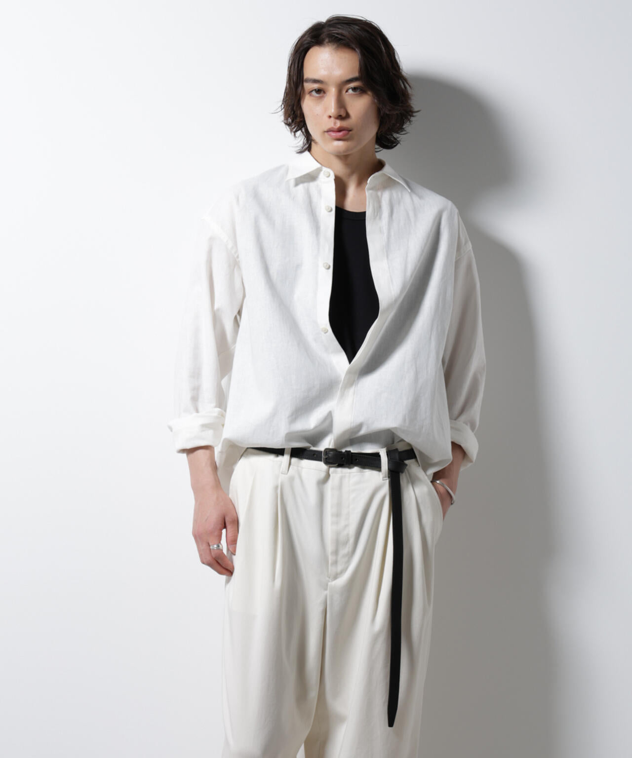 「BELGIUM LINEN FABRICS」リネンコットンレギュラーシャツ