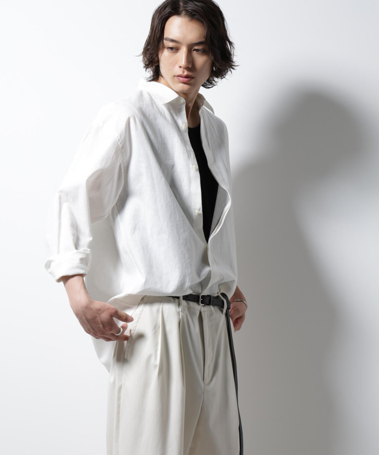 「BELGIUM LINEN FABRICS」リネンコットンレギュラーシャツ