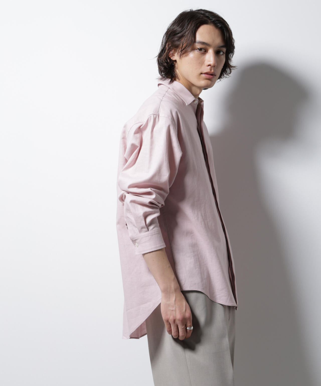 「BELGIUM LINEN FABRICS」リネンコットンレギュラーシャツ