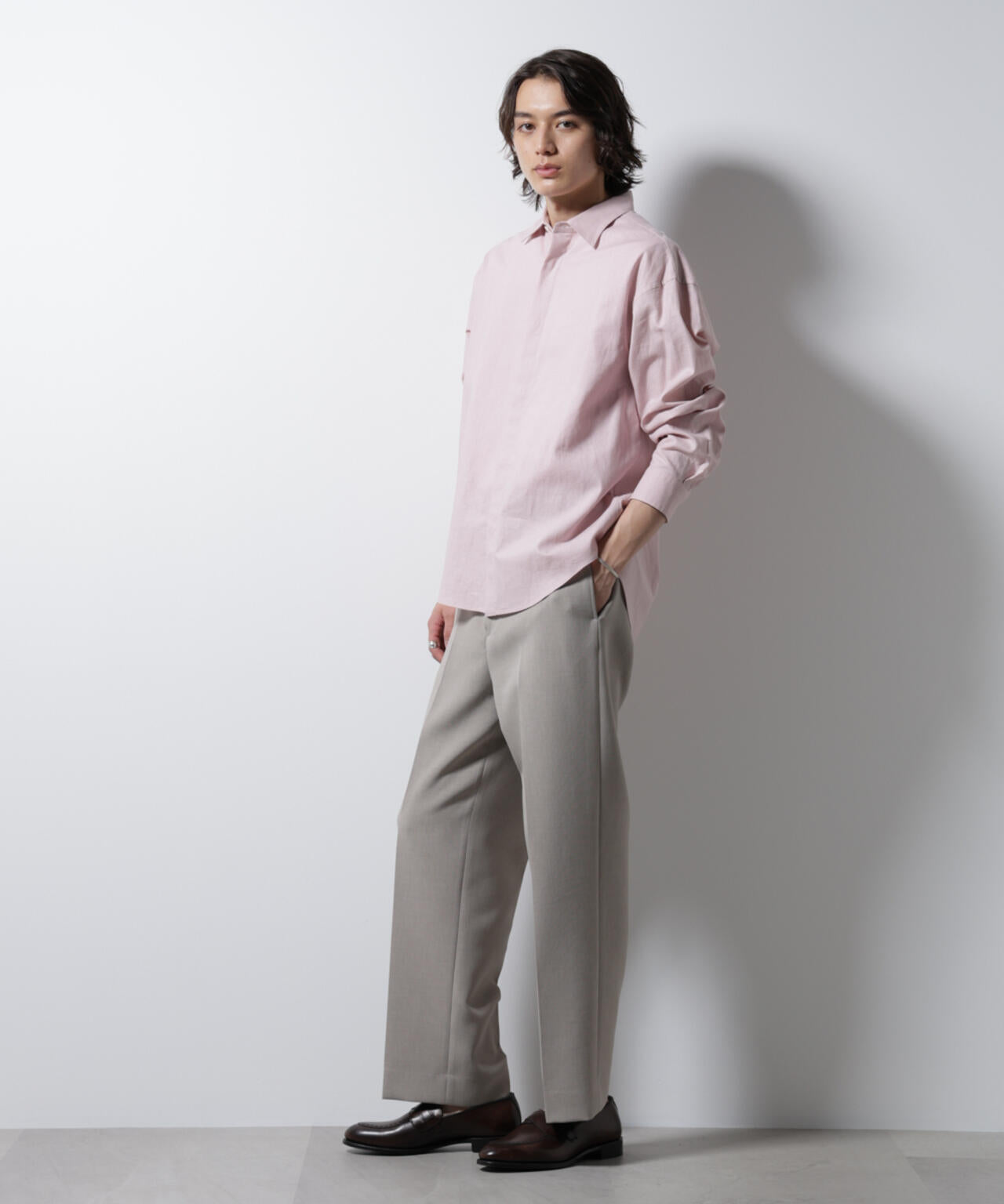 「BELGIUM LINEN FABRICS」リネンコットンレギュラーシャツ