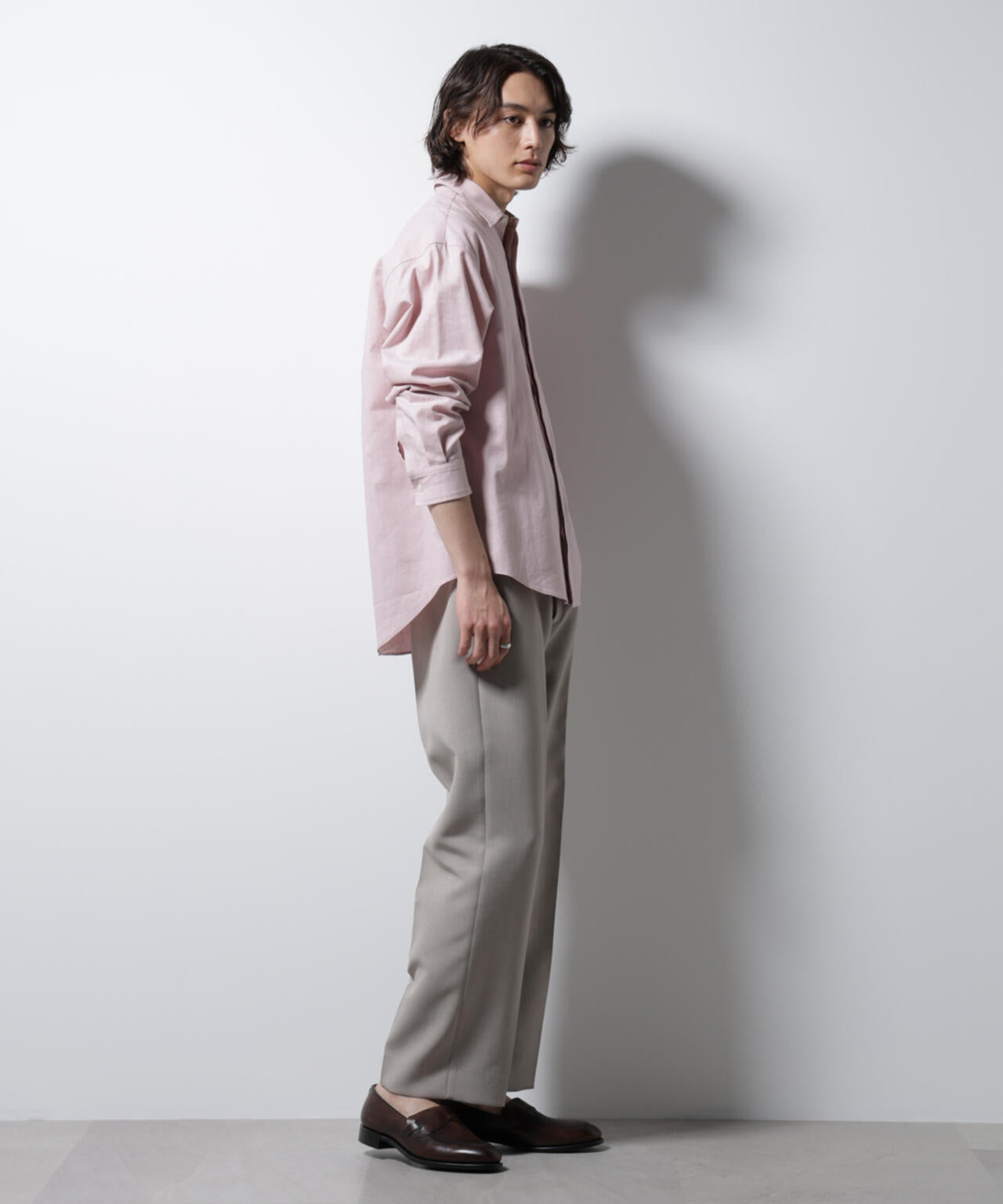 「BELGIUM LINEN FABRICS」リネンコットンレギュラーシャツ