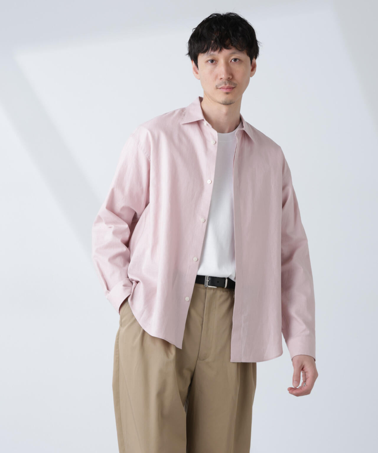 「BELGIUM LINEN FABRICS」リネンコットンレギュラーシャツ