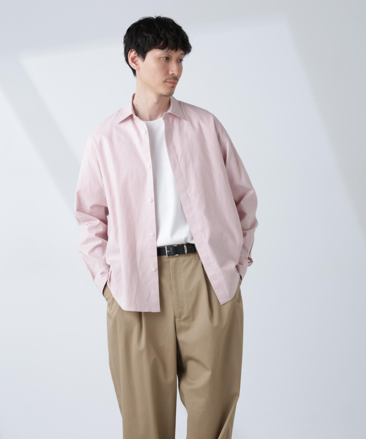 「BELGIUM LINEN FABRICS」リネンコットンレギュラーシャツ