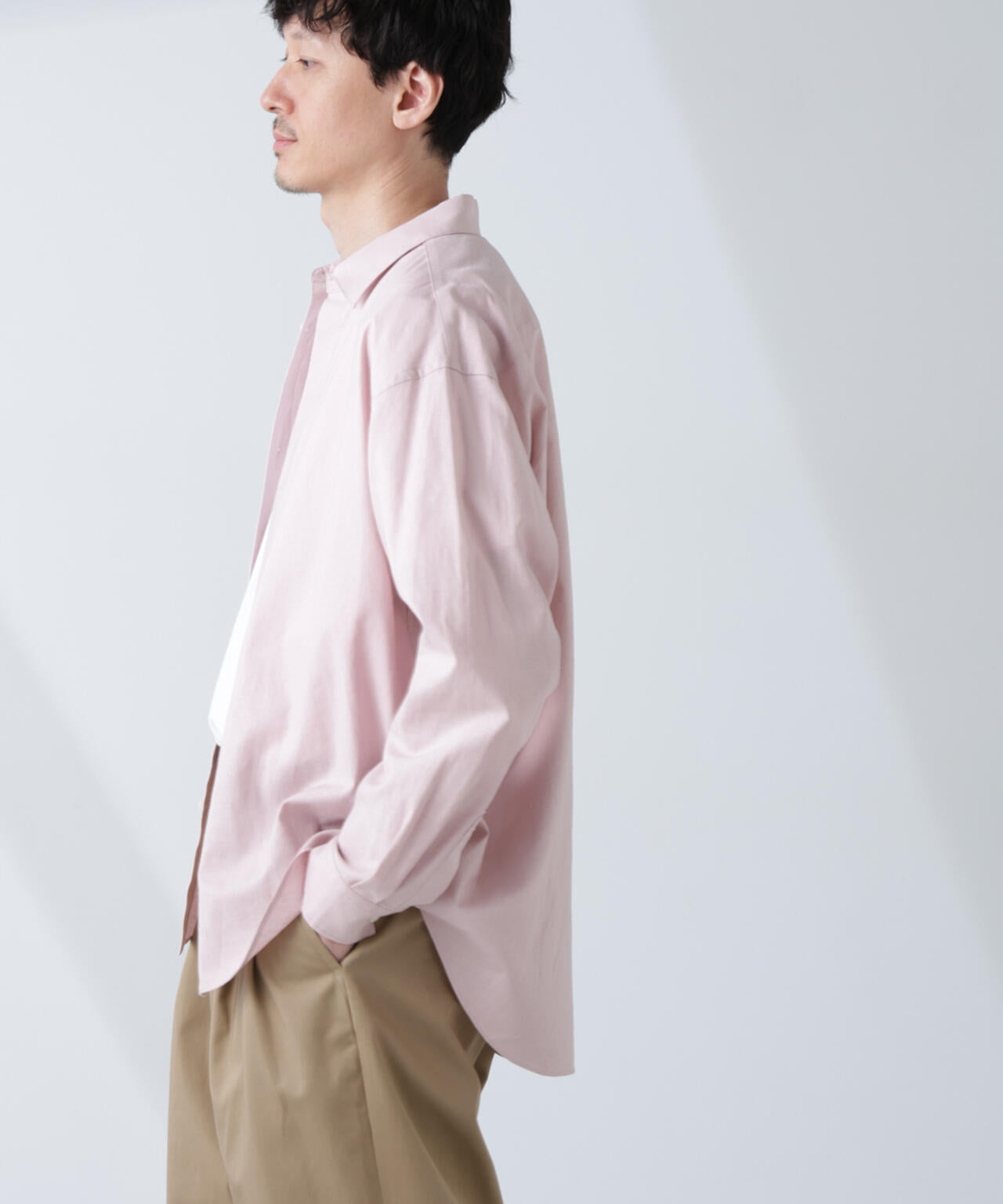 「BELGIUM LINEN FABRICS」リネンコットンレギュラーシャツ