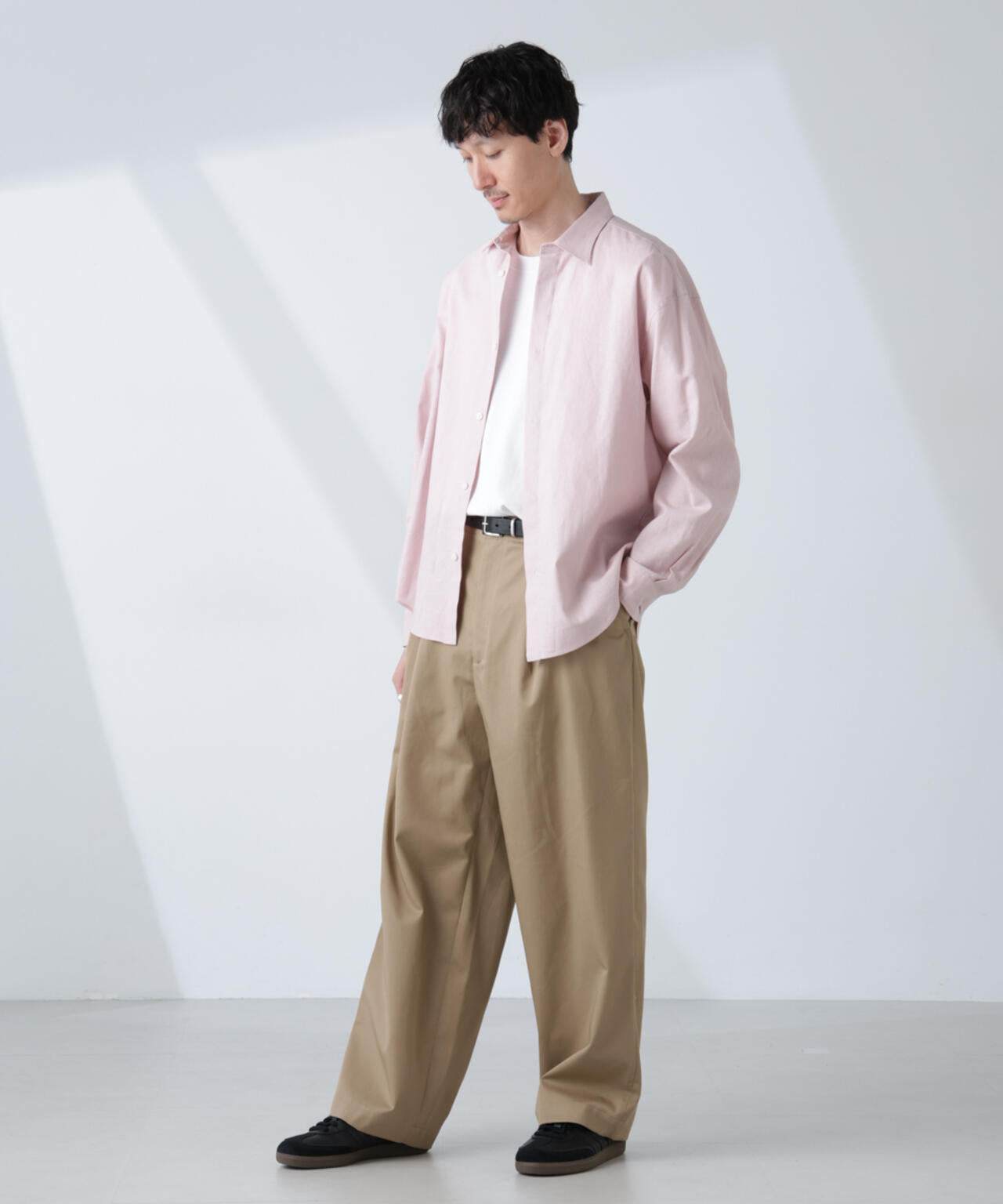 「BELGIUM LINEN FABRICS」リネンコットンレギュラーシャツ
