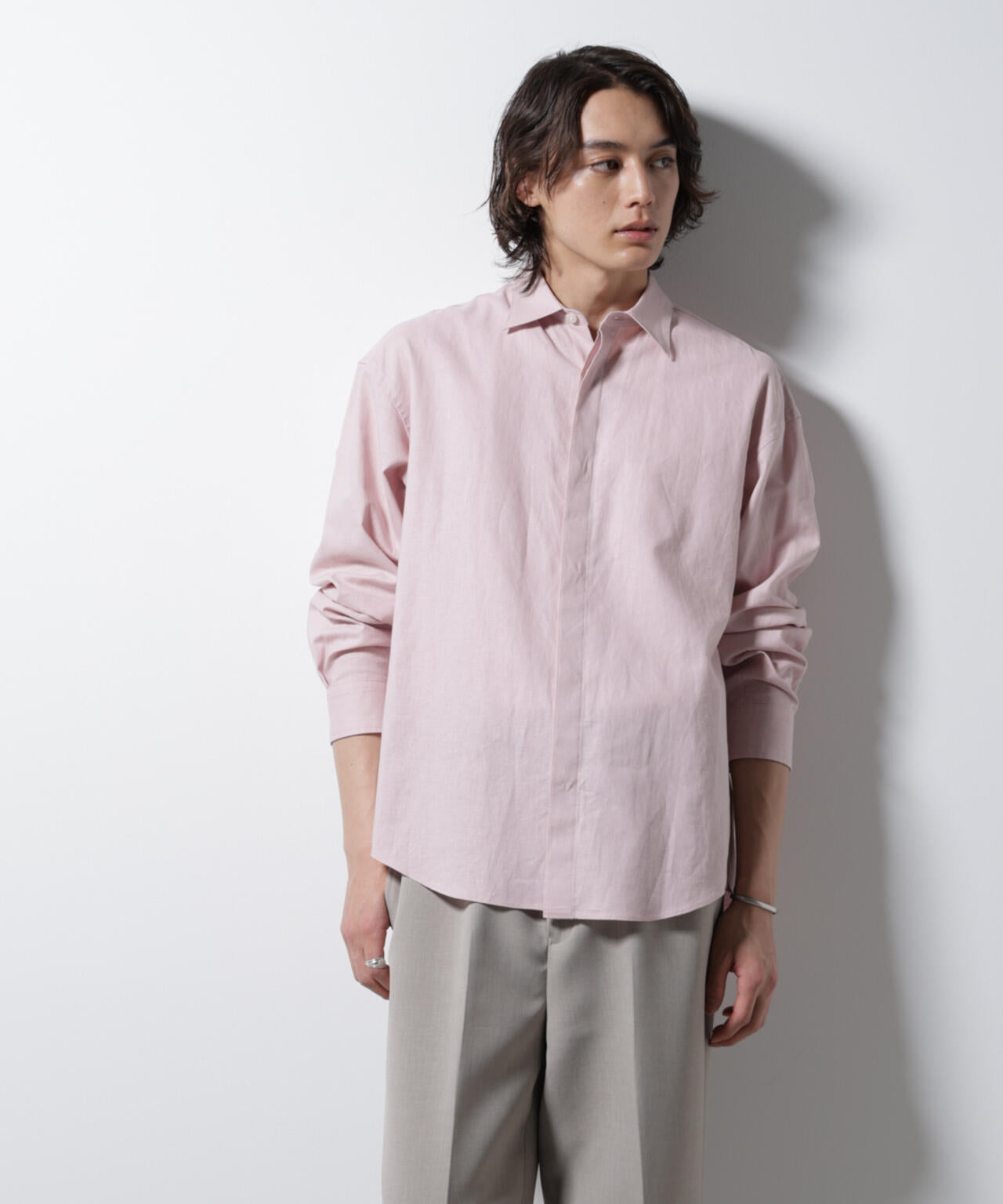 「BELGIUM LINEN FABRICS」リネンコットンレギュラーシャツ
