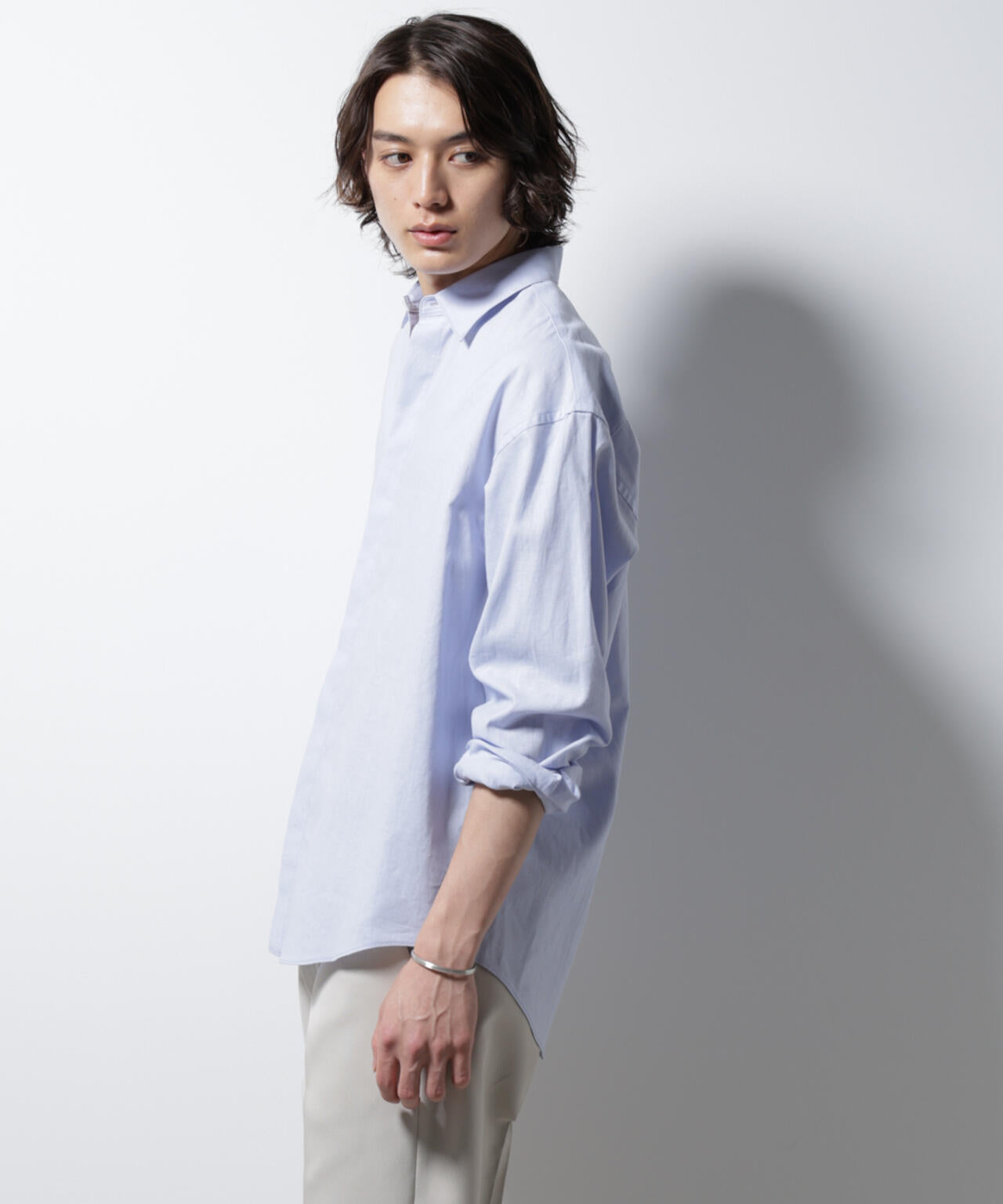 「BELGIUM LINEN FABRICS」リネンコットンレギュラーシャツ