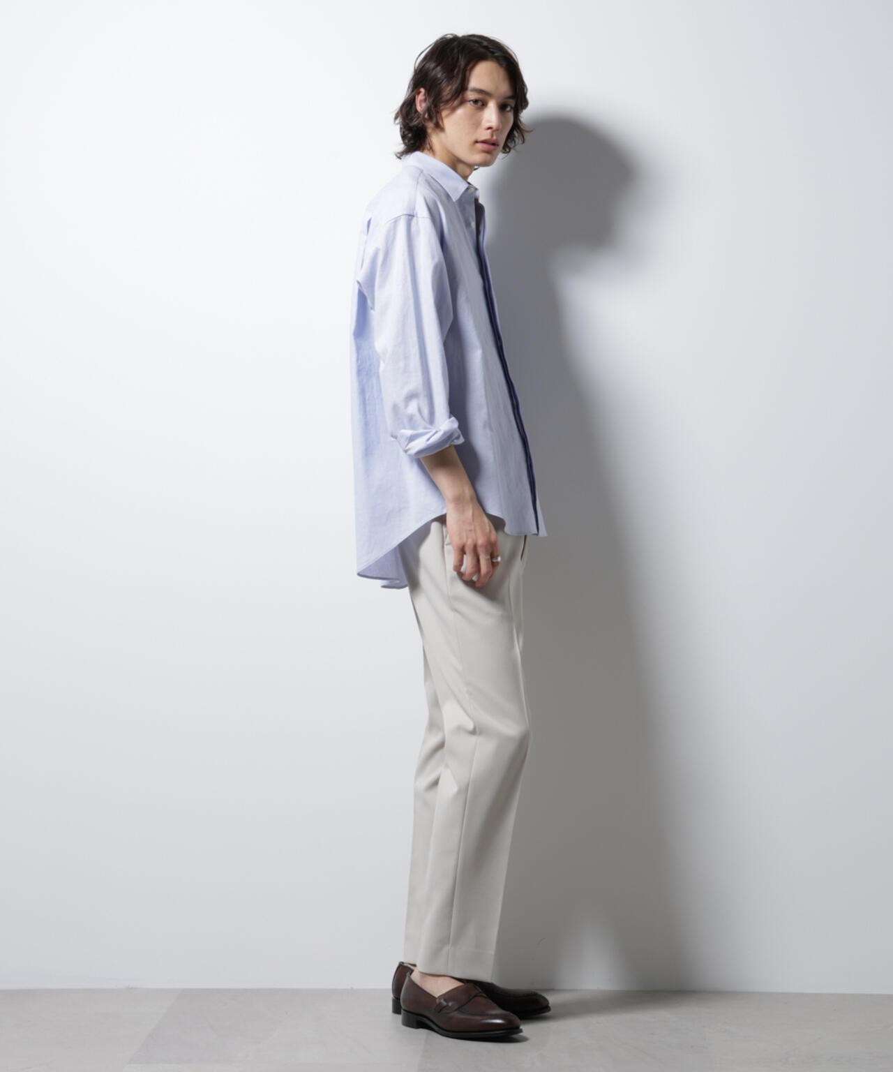 「BELGIUM LINEN FABRICS」リネンコットンレギュラーシャツ