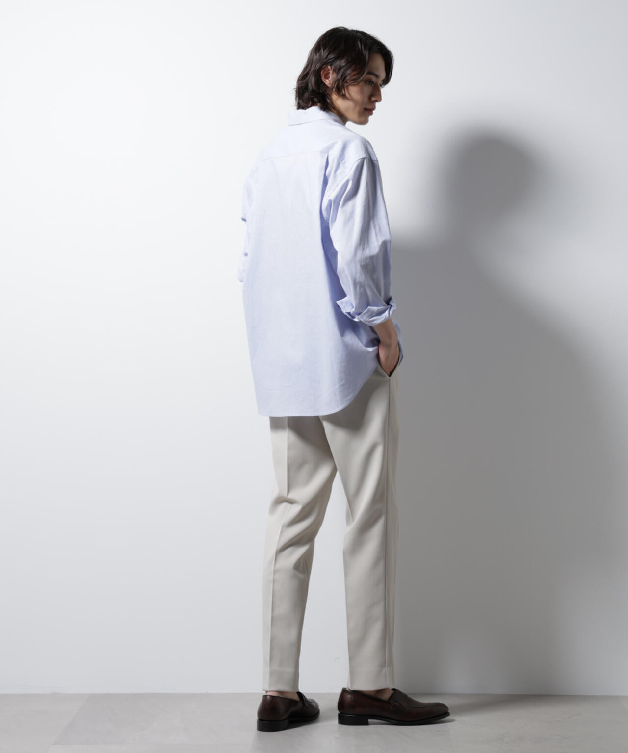 「BELGIUM LINEN FABRICS」リネンコットンレギュラーシャツ