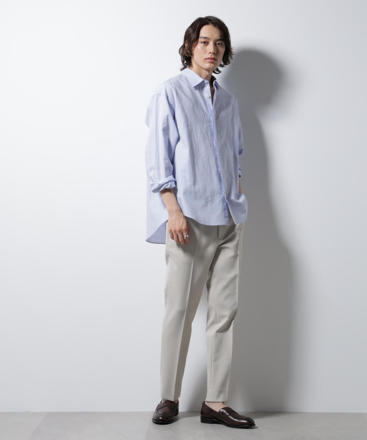 「BELGIUM LINEN FABRICS」リネンコットンレギュラーシャツ