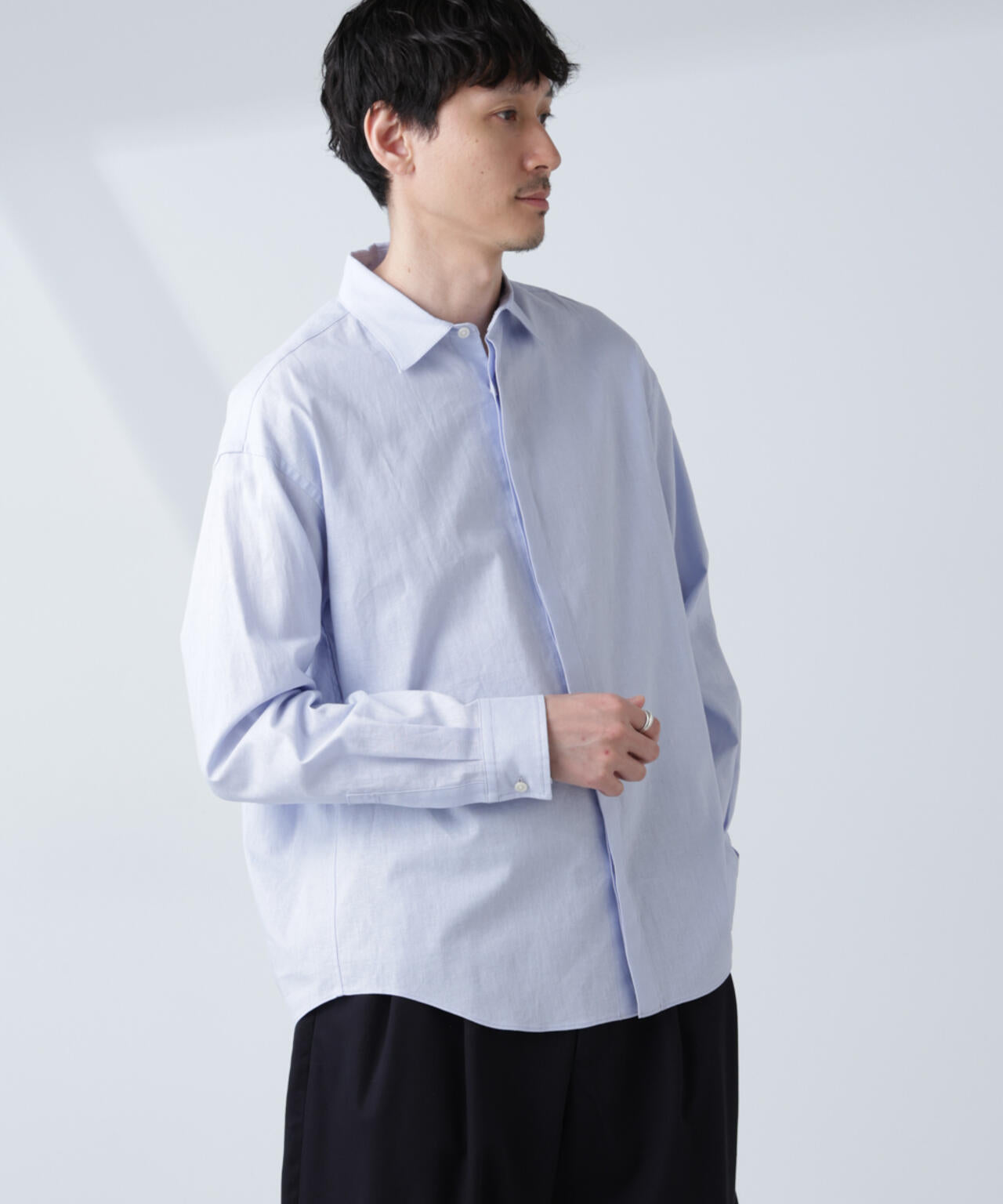 「BELGIUM LINEN FABRICS」リネンコットンレギュラーシャツ
