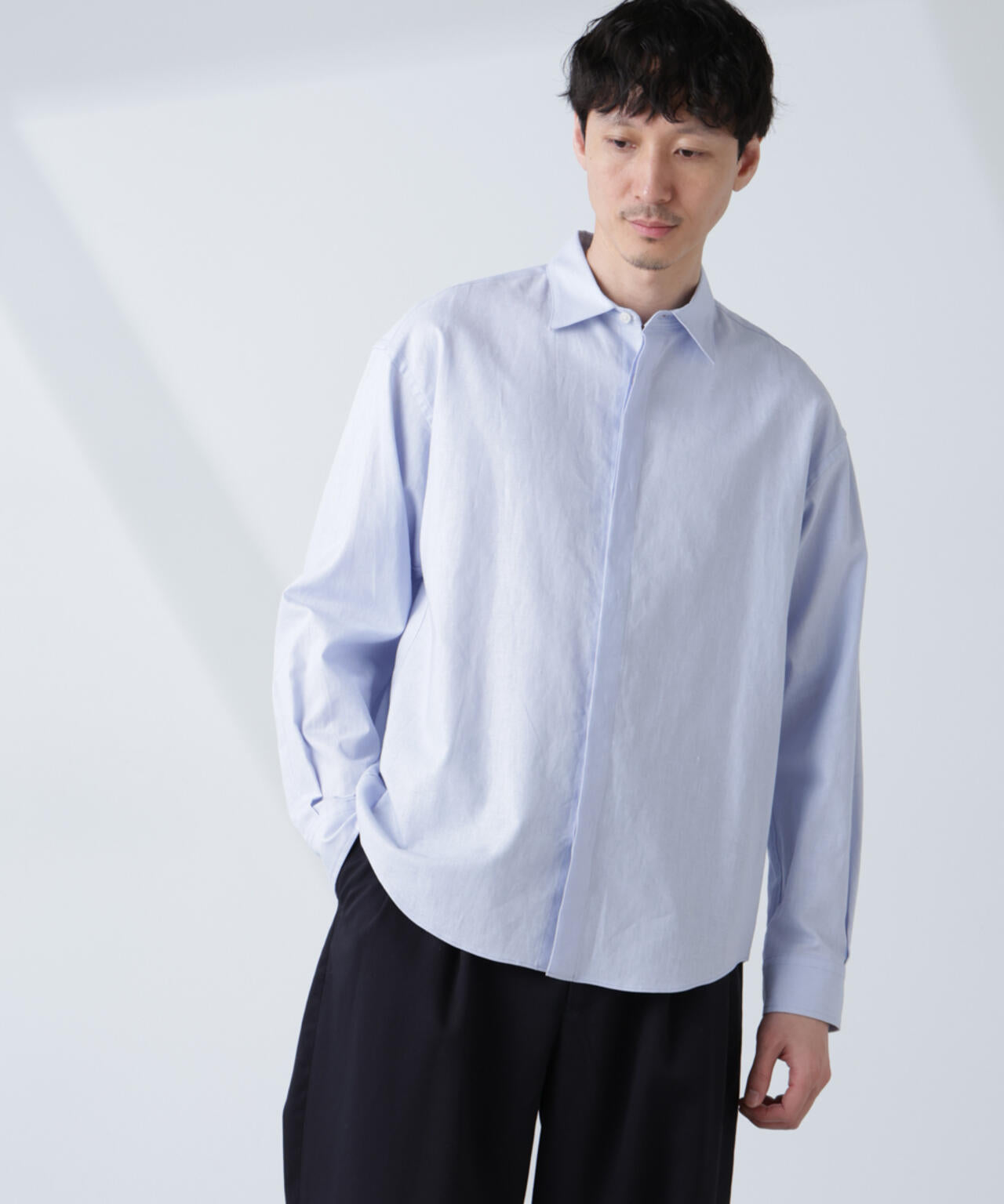 「BELGIUM LINEN FABRICS」リネンコットンレギュラーシャツ