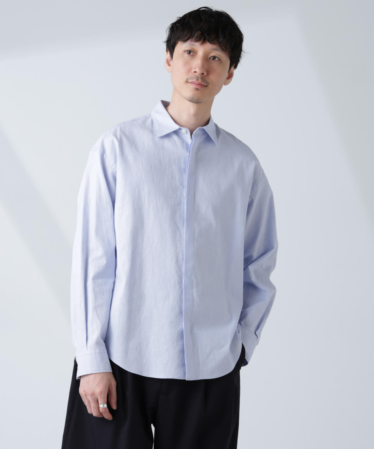 「BELGIUM LINEN FABRICS」リネンコットンレギュラーシャツ