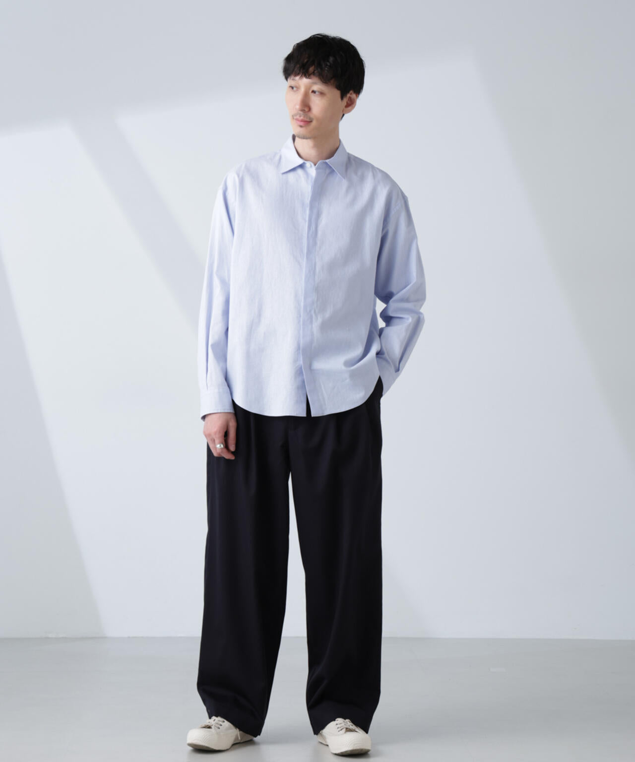 「BELGIUM LINEN FABRICS」リネンコットンレギュラーシャツ