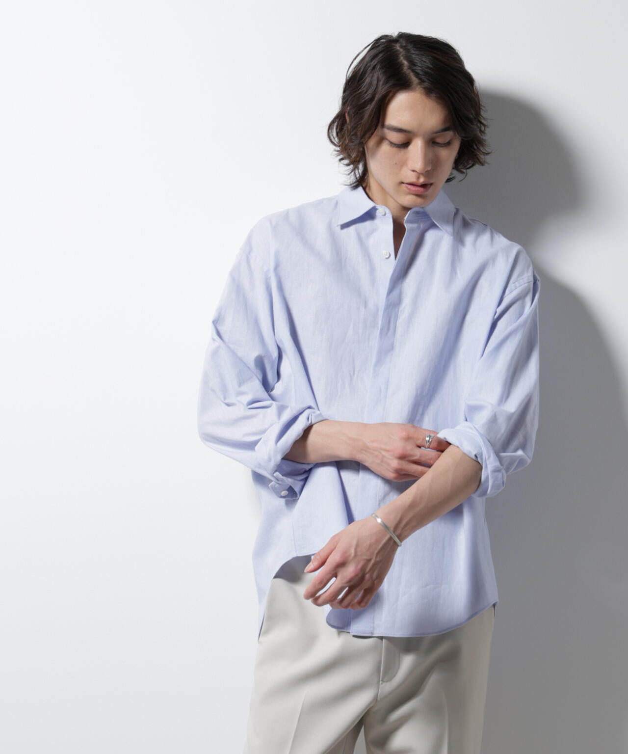 「BELGIUM LINEN FABRICS」リネンコットンレギュラーシャツ