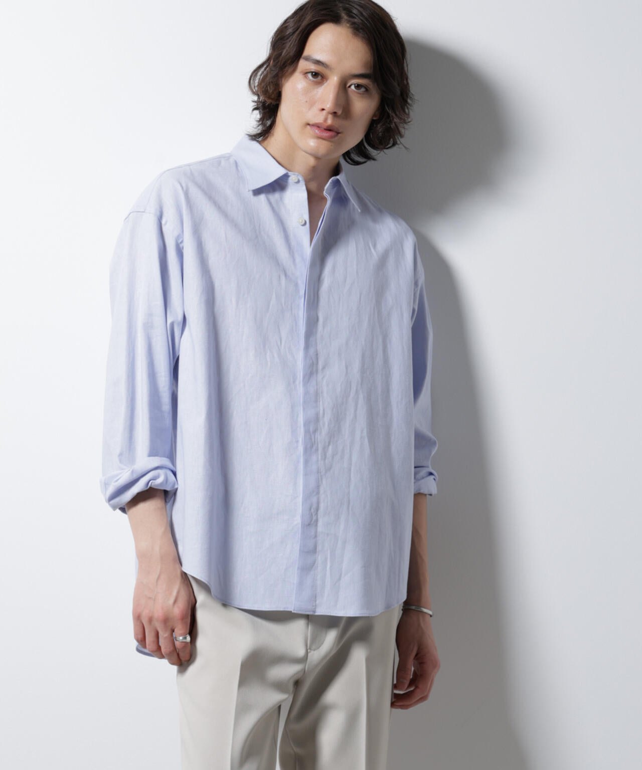 「BELGIUM LINEN FABRICS」リネンコットンレギュラーシャツ