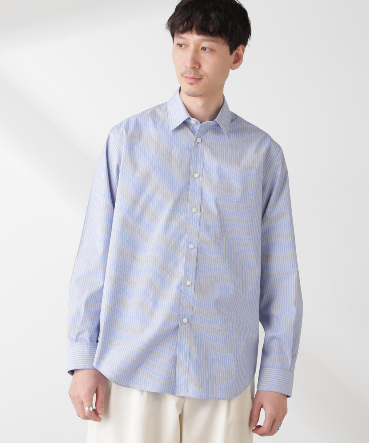 ESTENEIGE(R) レギュラーカラーシャツストライプ 長袖/接触冷感