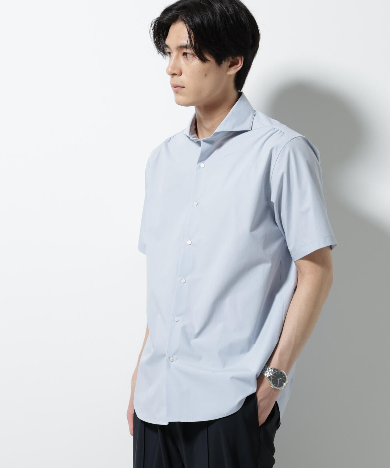 「N shirt」 速乾 ホリゾンタルカラーシャツ半袖