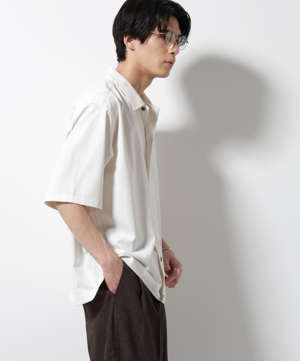シャドーストライプハーフスリーブシャツ