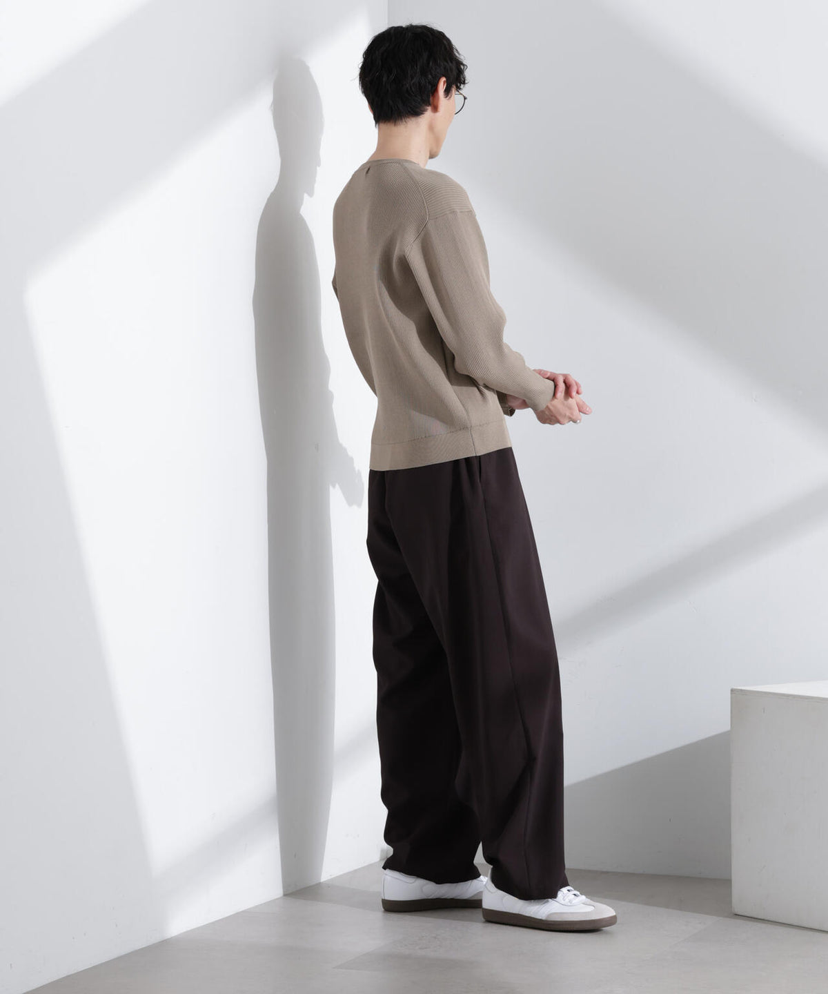 CICAドライタッチ リブクルーネックニット