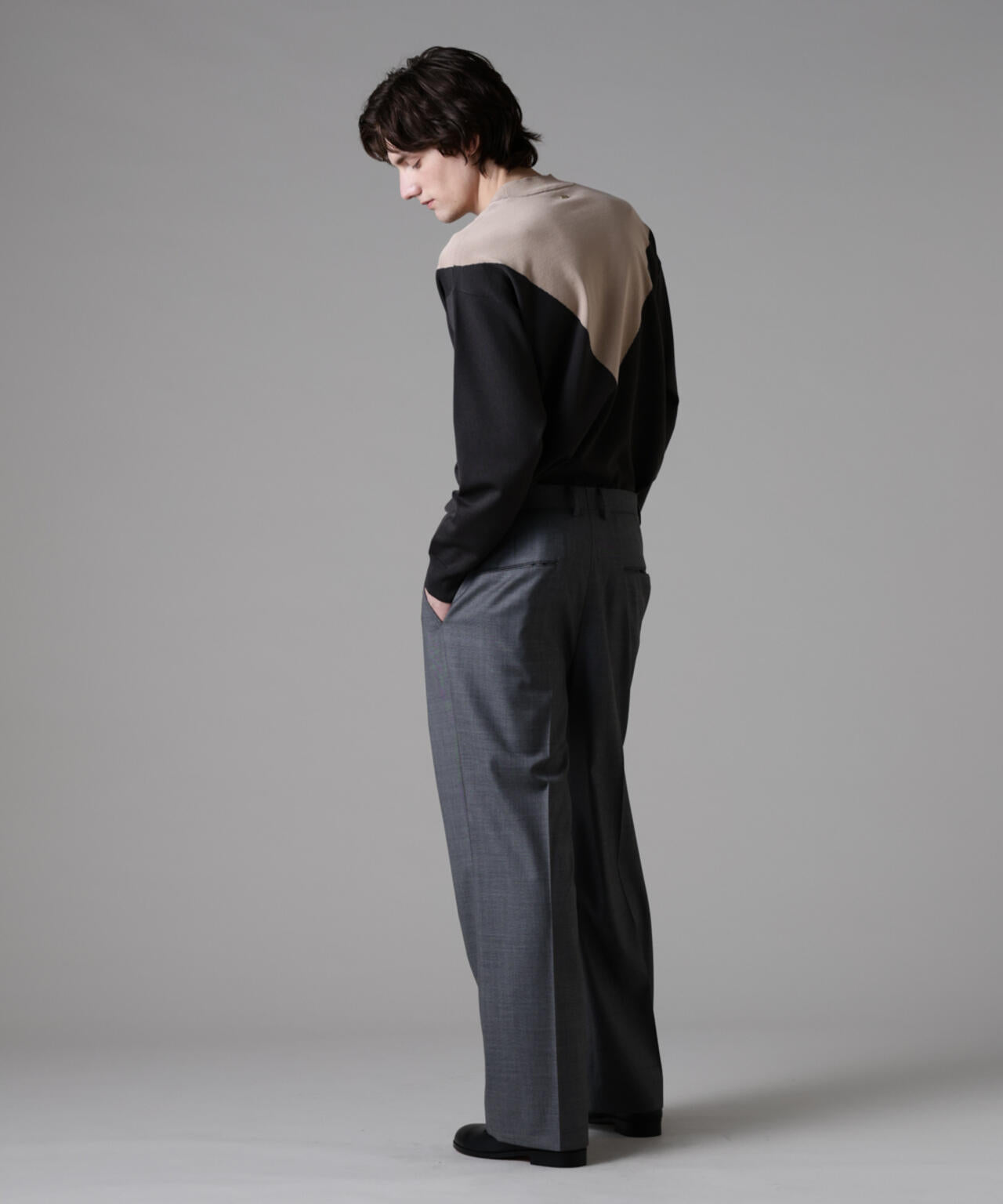 「ASSEMBLANC」シルクブレンドカラーブロックモックニット