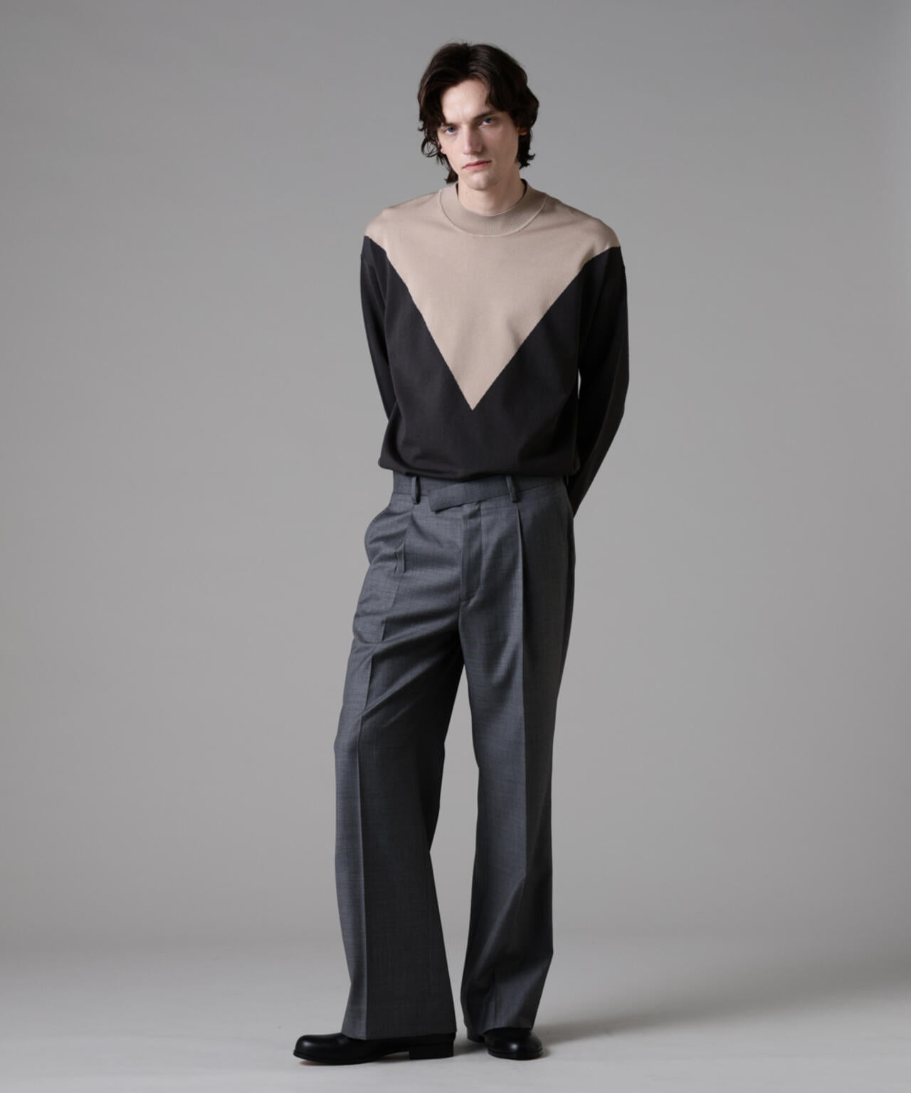 「ASSEMBLANC」シルクブレンドカラーブロックモックニット