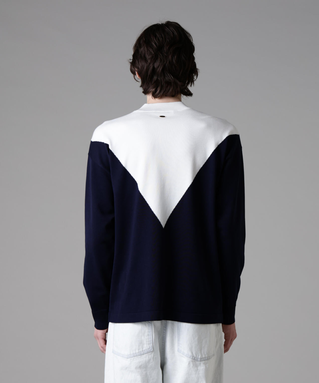 「ASSEMBLANC」シルクブレンドカラーブロックモックニット