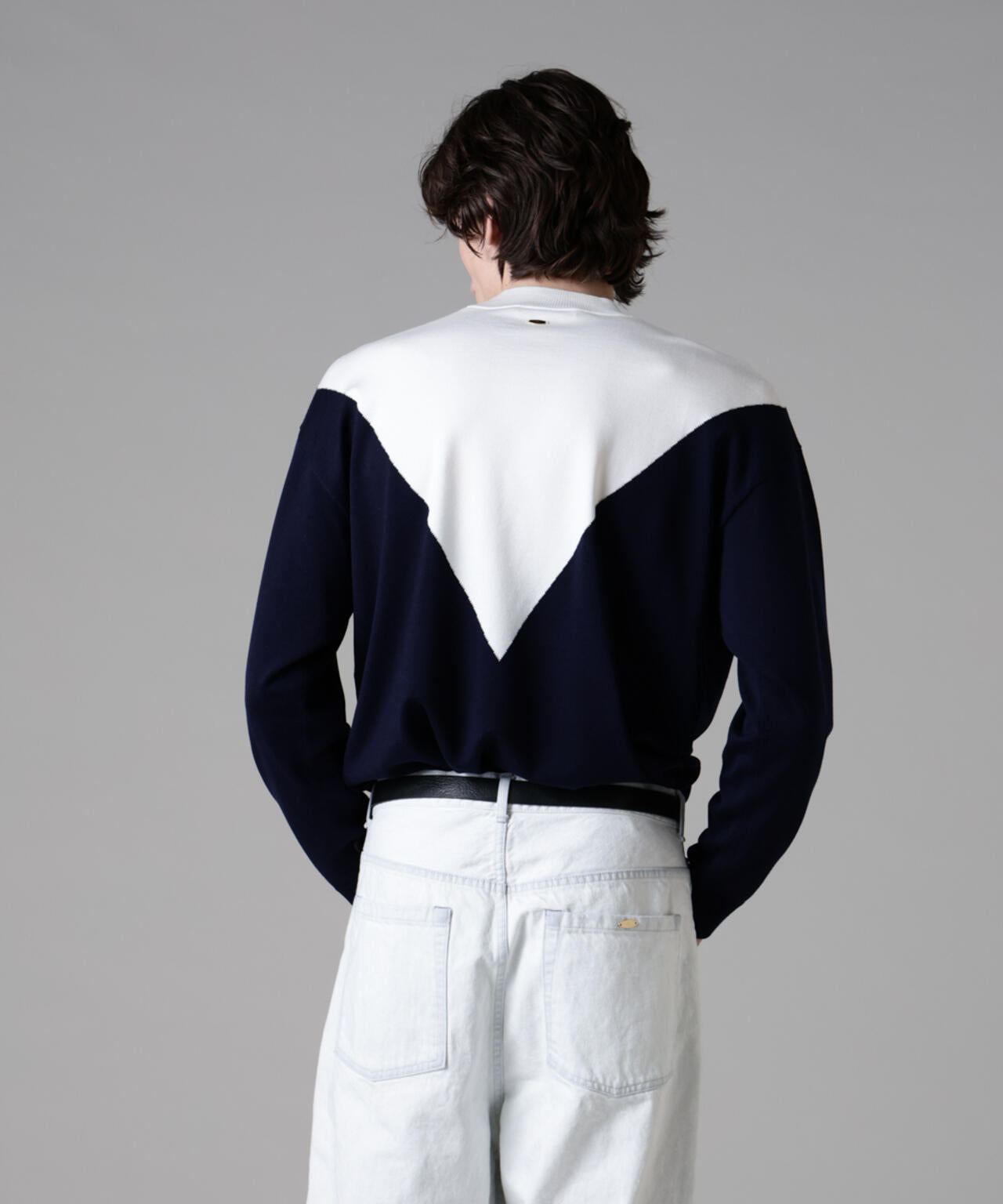 「ASSEMBLANC」シルクブレンドカラーブロックモックニット